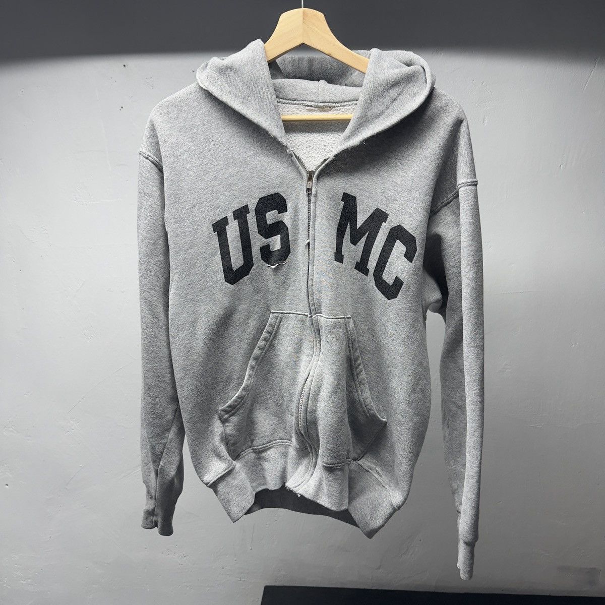 Vintage Distressed USMC Faded Zip Up Hoodie ERD Grunge Chrome Size US M / EU 48-50 / 2 - 1 Thumbnail