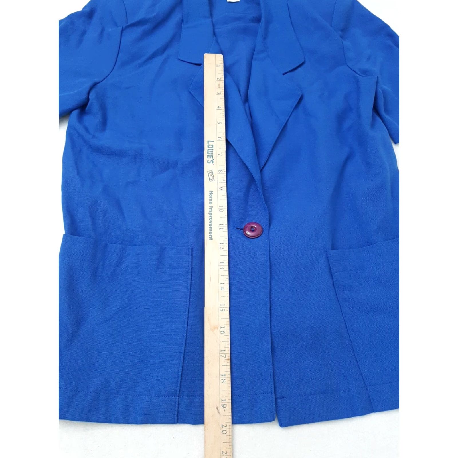 Vintage Sag Harbor Shirt Jacket Blue Petite SZ 10P Womens Short Sleeve V-Neck Pockets Button-Back Jacket Style Size L / US 10 / IT 46 - 4 Thumbnail