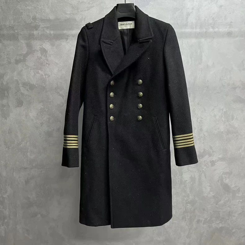 Saint Laurent Paris Saint Laurent Black Double-Breasted Coat-dmc Size US M / EU 48-50 / 2 - 1 Thumbnail