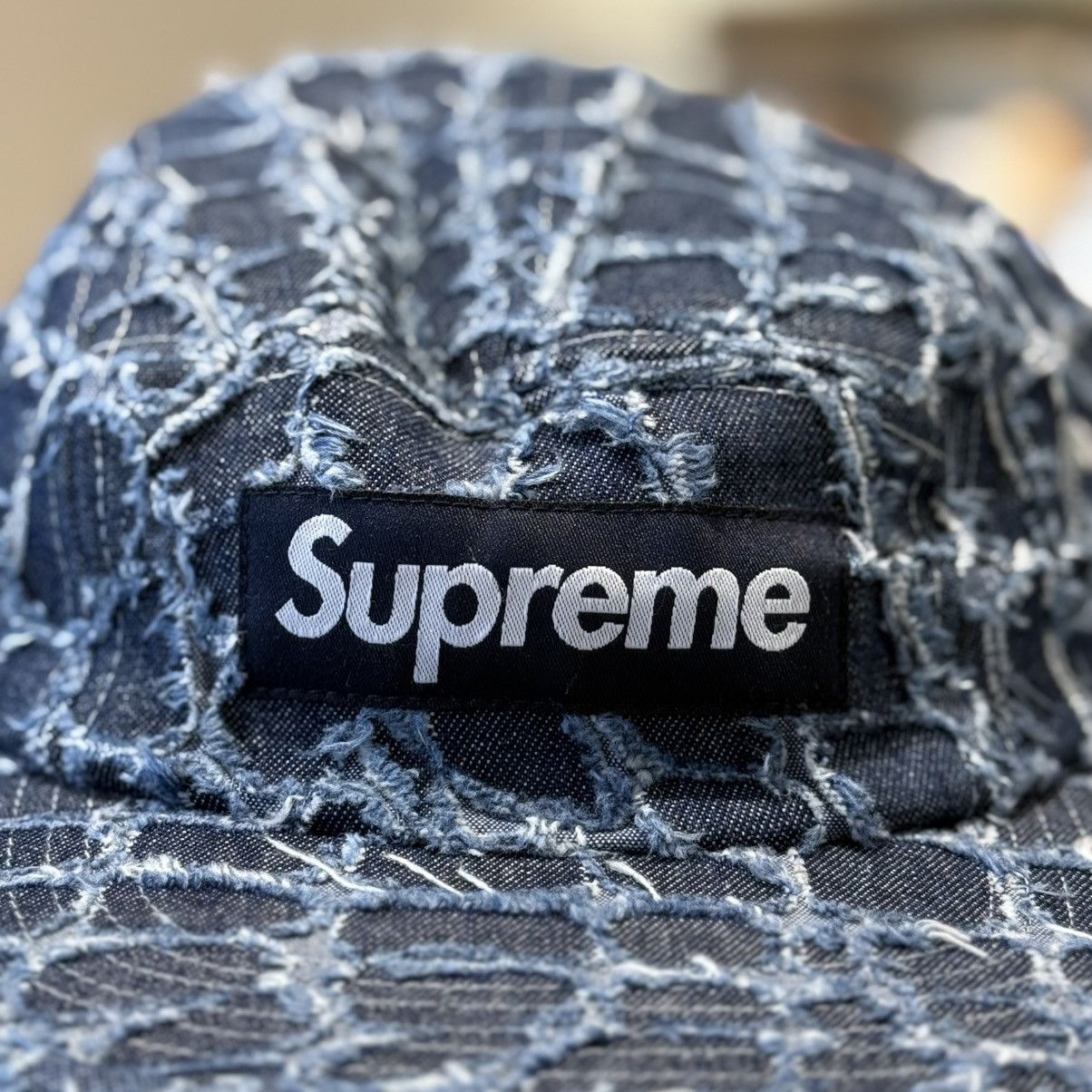 Supreme Supreme Frayed Croc Denim Camp Cap Indigo | Grailed
