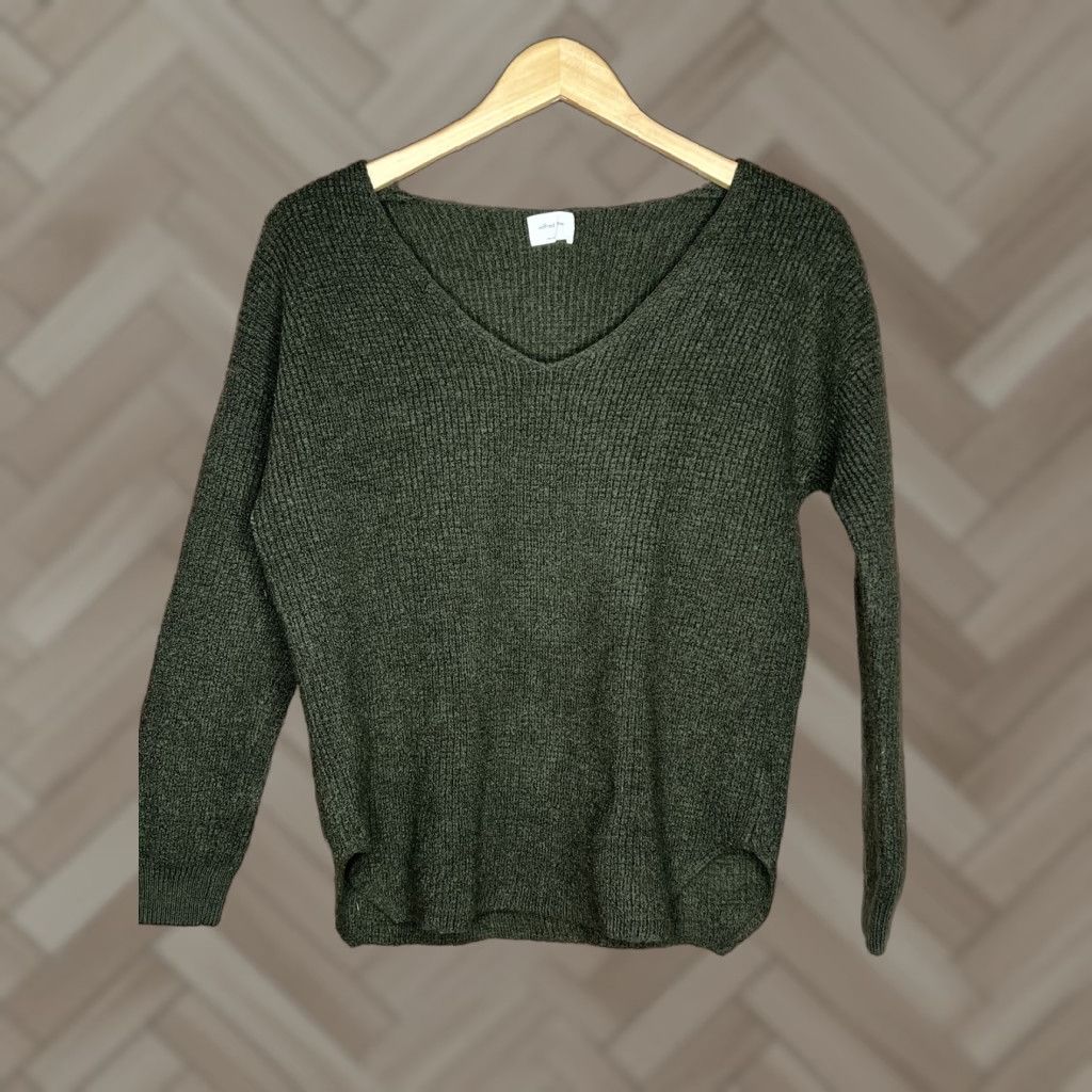 Vintage Wilfred Free Womens Sweater Pullover Knit V-Neck Green Long Sleeve Large S Regular Winter Travel Ladies Womens Size S / US 4 / IT 40 - 1 Thumbnail