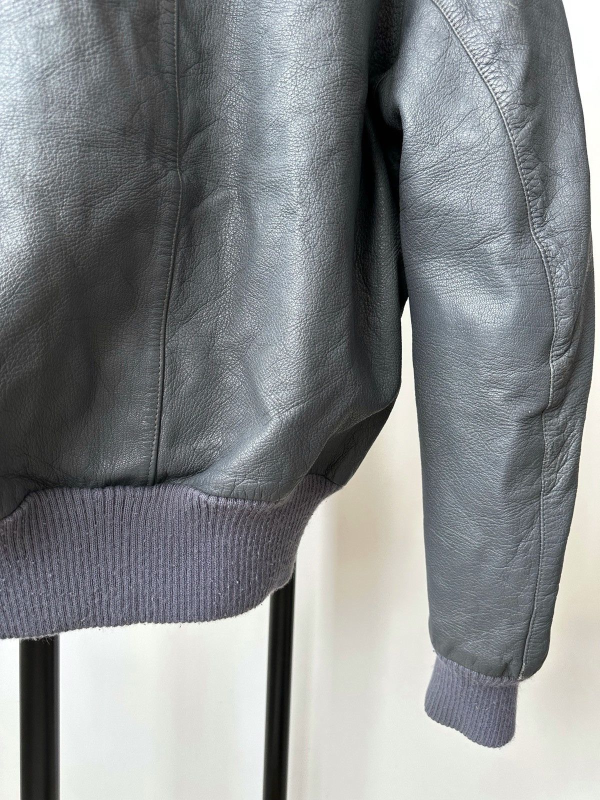 Vintage 80s German Army Flight MA-1 Leather Bomber Jacket - www 