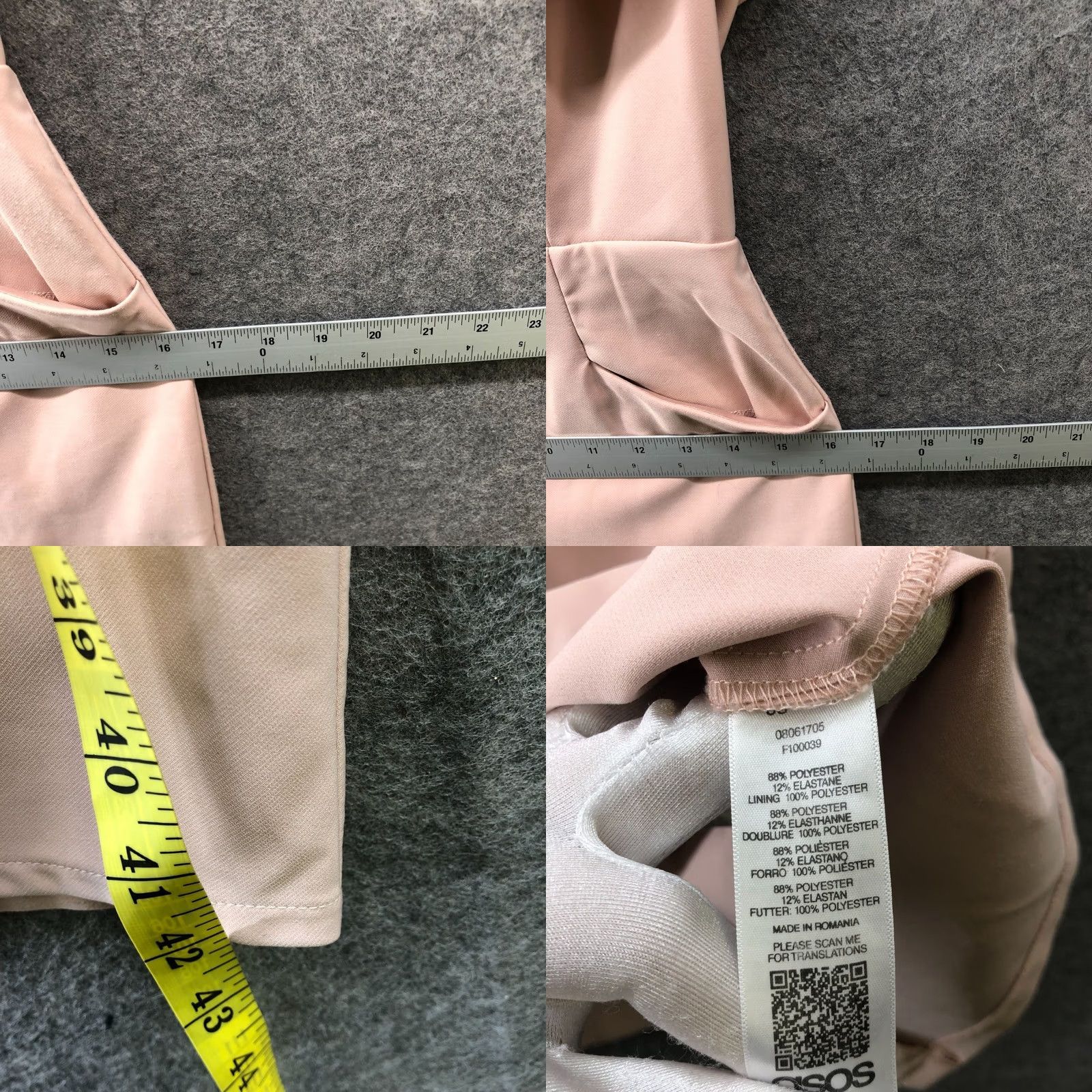 Asos ASOS Angel Sleeve Midi Pencil Dress Dusty Pink V-Neck Zip 4 Women Party Cocktail Formal Spring Summer 4 Women Size S / US 4 / IT 40 - 8 Thumbnail