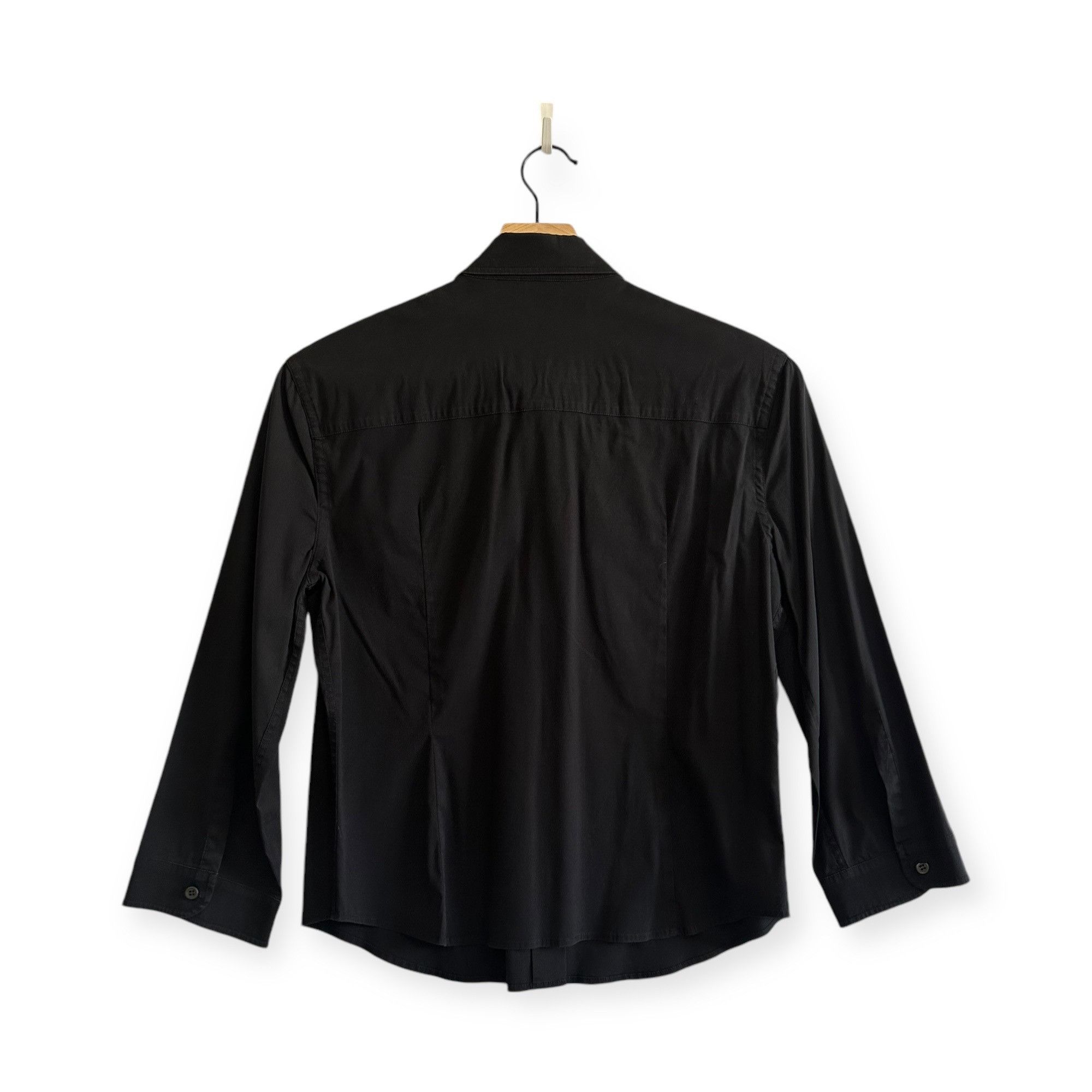 Prada Black Stretch Cotton Shirt Epaulettes Made in Italy,