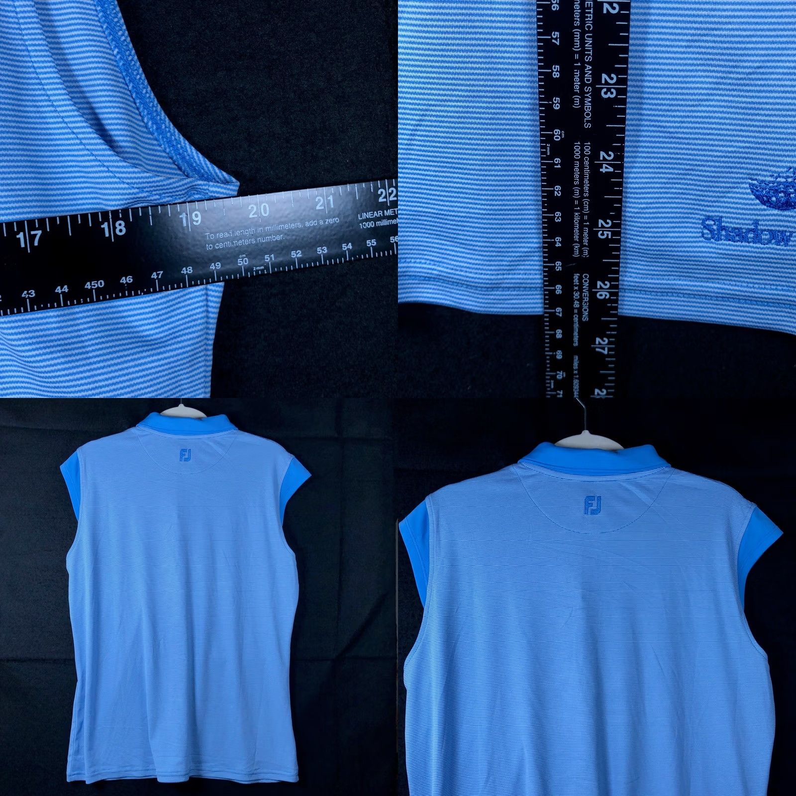Footjoy FootJoy Women's Shirt Blue Striped V Neck Golf Polo Sleeveless Athletic Large Size L / US 10 / IT 46 - 8 Thumbnail