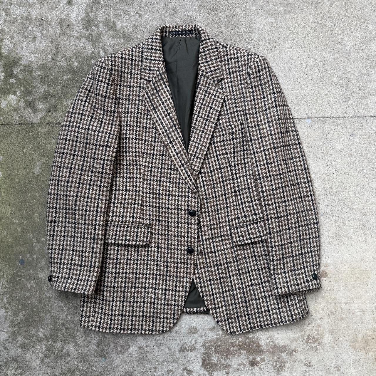 vintage harris tweed blazer houndstooth tan celine tournon