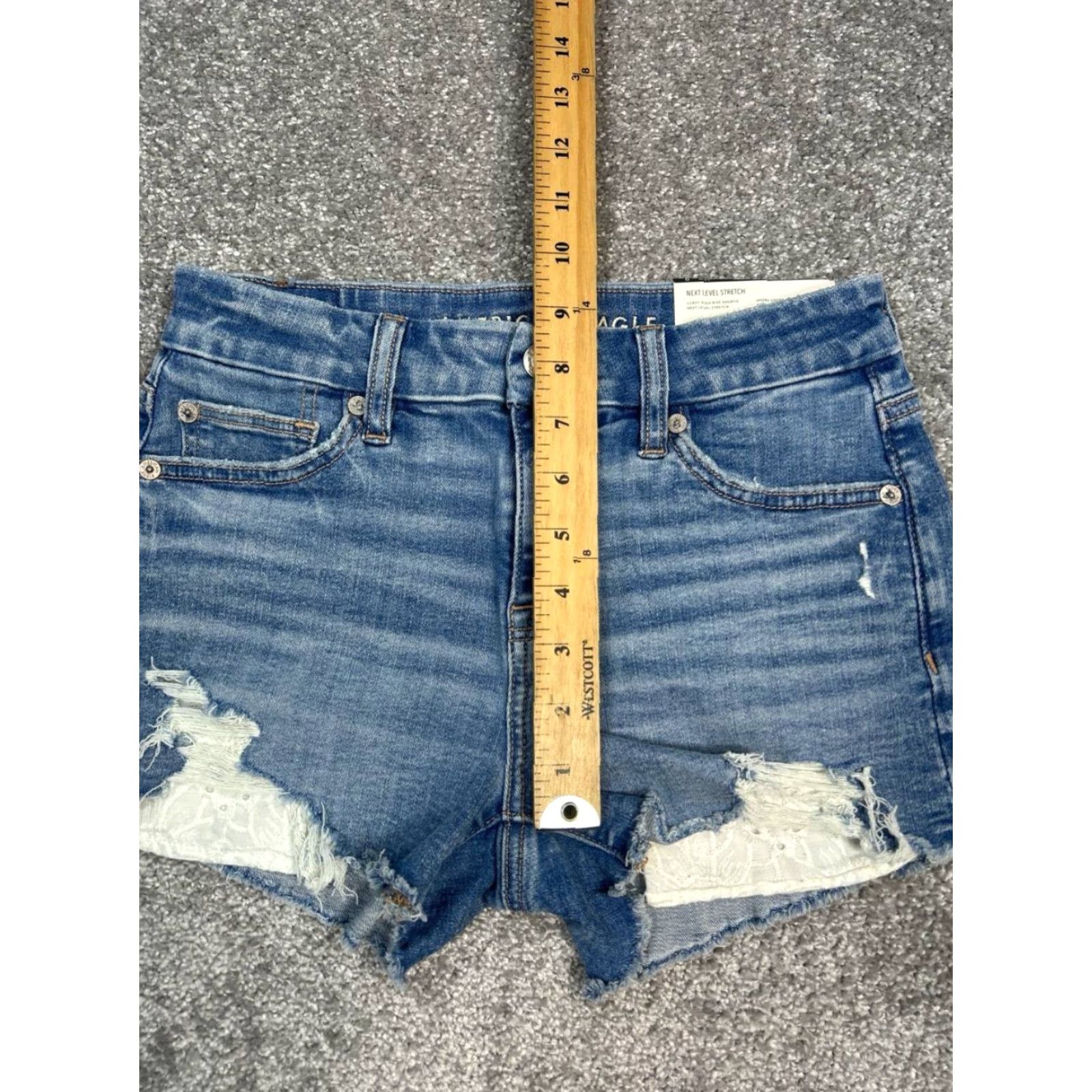 American Eagle Outfitters American Eagle Outfitters Curvy High Rise Shorts Womens 0 Blue Distressed New Size 25" / US 0 / IT 36 - 4 Thumbnail