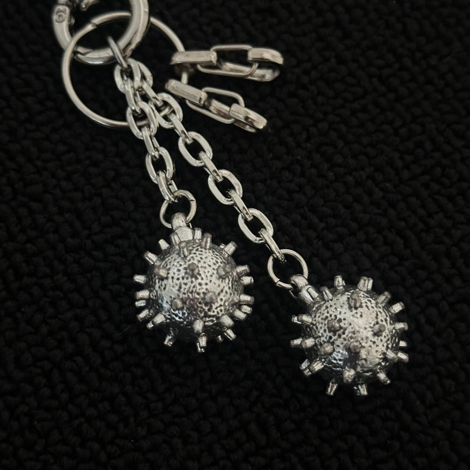 Jewelry Cyber Spike Ball Keychain | Metal Punk Street Size ONE SIZE - 3 Thumbnail