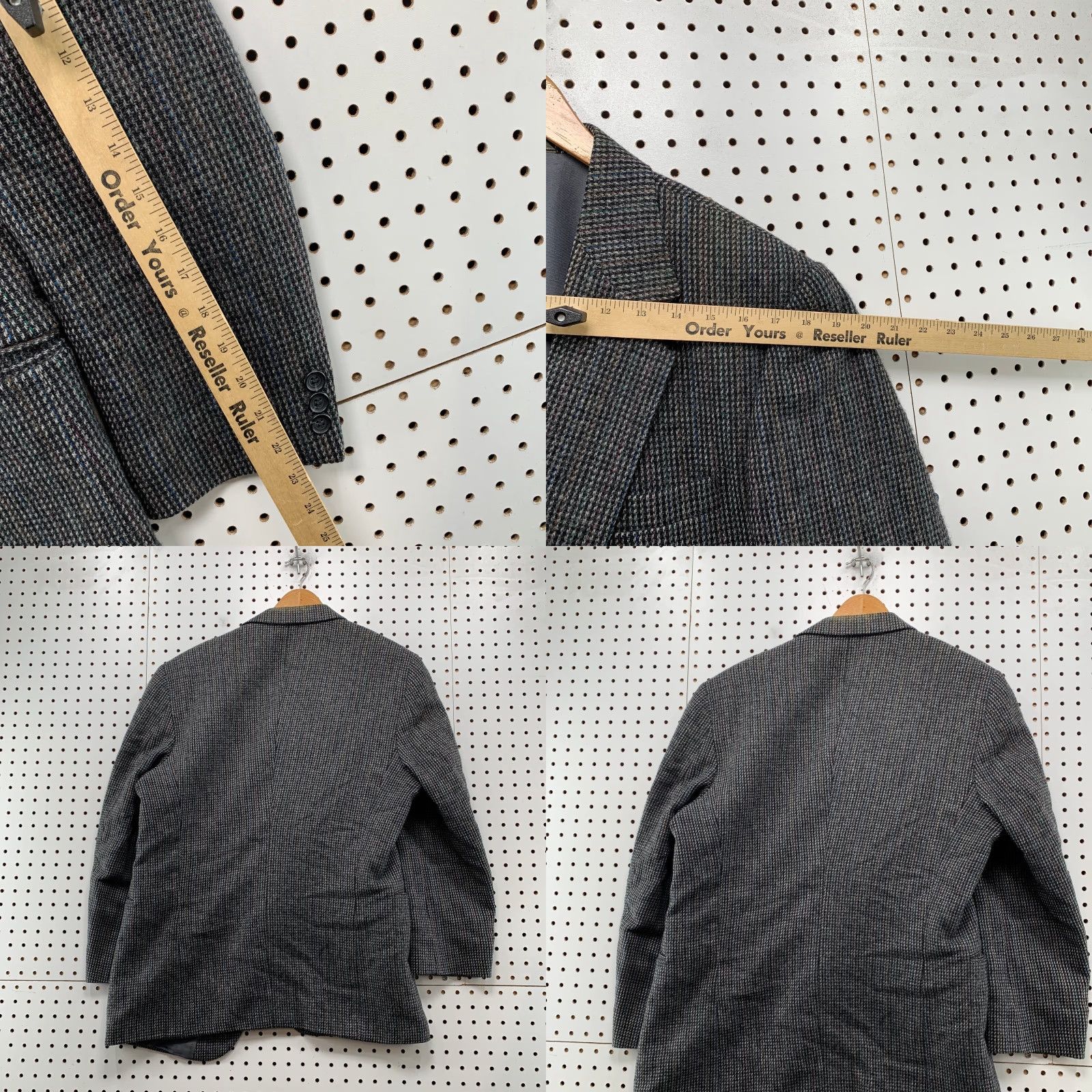 Haggar VINTAGE Haggar Wool Tweed Blazer Mens 44 Gray Business Two Button 100% Pure Wool Size 44R - 9 Thumbnail