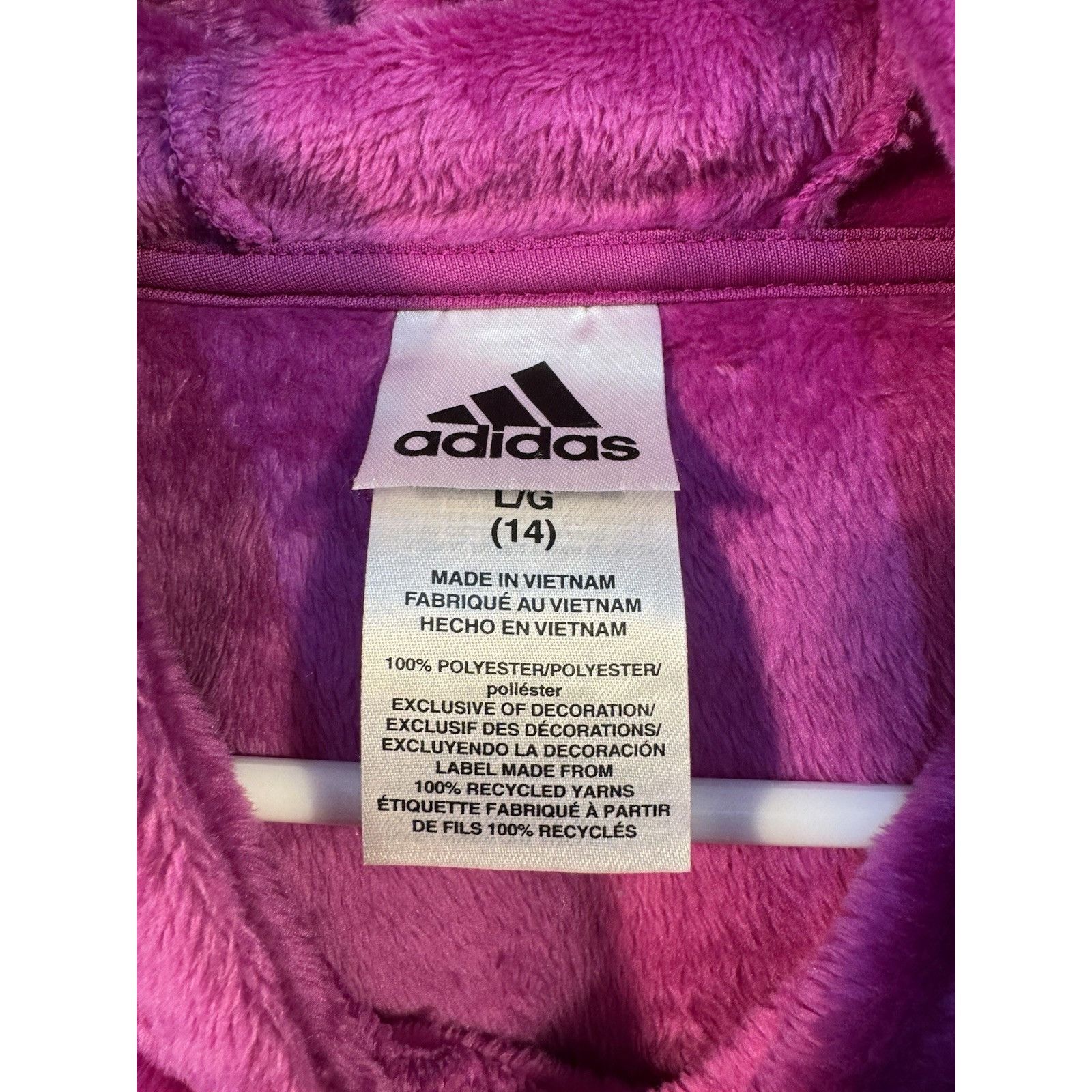 Adidas ADIDAS GIRLS PURPLE SOFT FUZZY PULLOVER HOODIE JACKET YOUTH Size L / US 10 / IT 46 - 5 Thumbnail