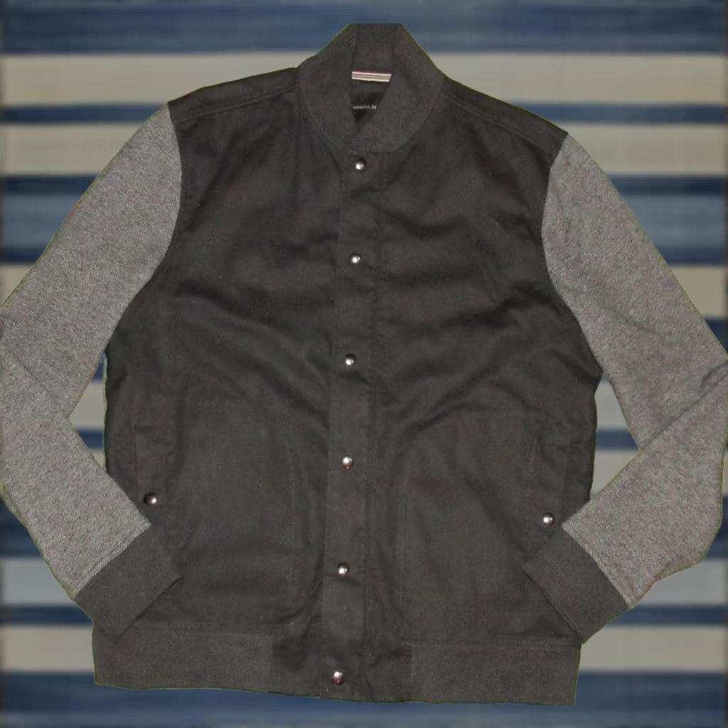 Banana Republic VINTAGE Banana Republic Bomber Jacket XL Gray Black Two Tone Coated Size US XL / EU 56 / 4 - 1 Thumbnail