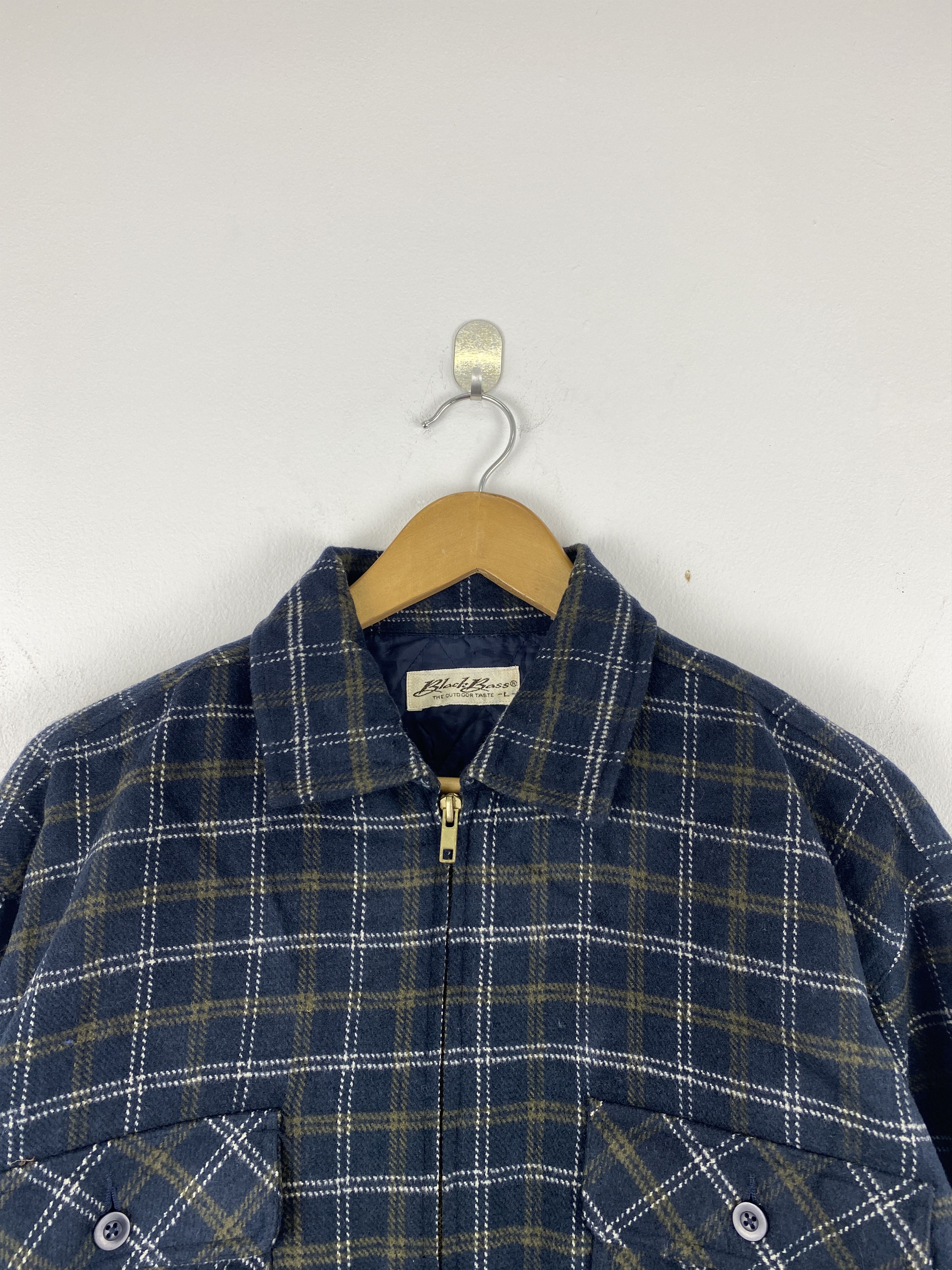 Japanese Brand Vintage BlackBass ShadowPlaid Zipper Flannel Jacket J1986 Size US L / EU 52-54 / 3 - 2 Thumbnail
