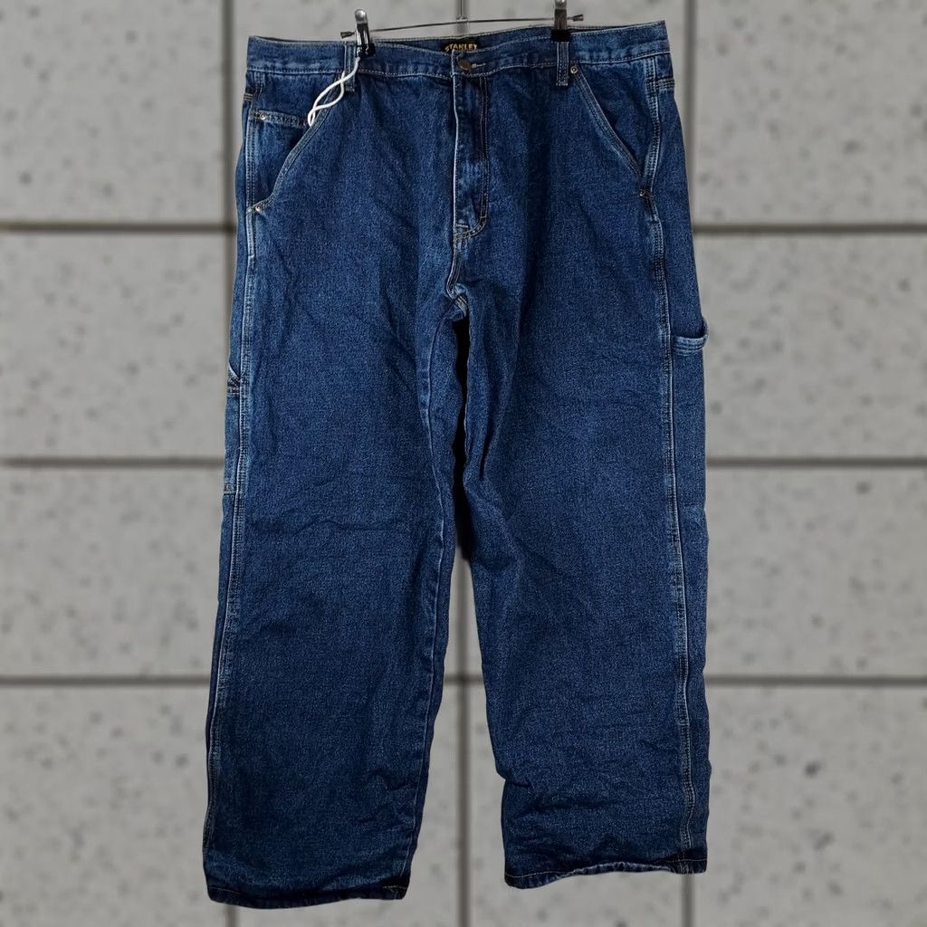 Vintage Mens Stanley Carpenter Jeans 42x30 Blue Denim Flannel Lined Workwear Pants Size US 42 / EU 58 - 1 Thumbnail