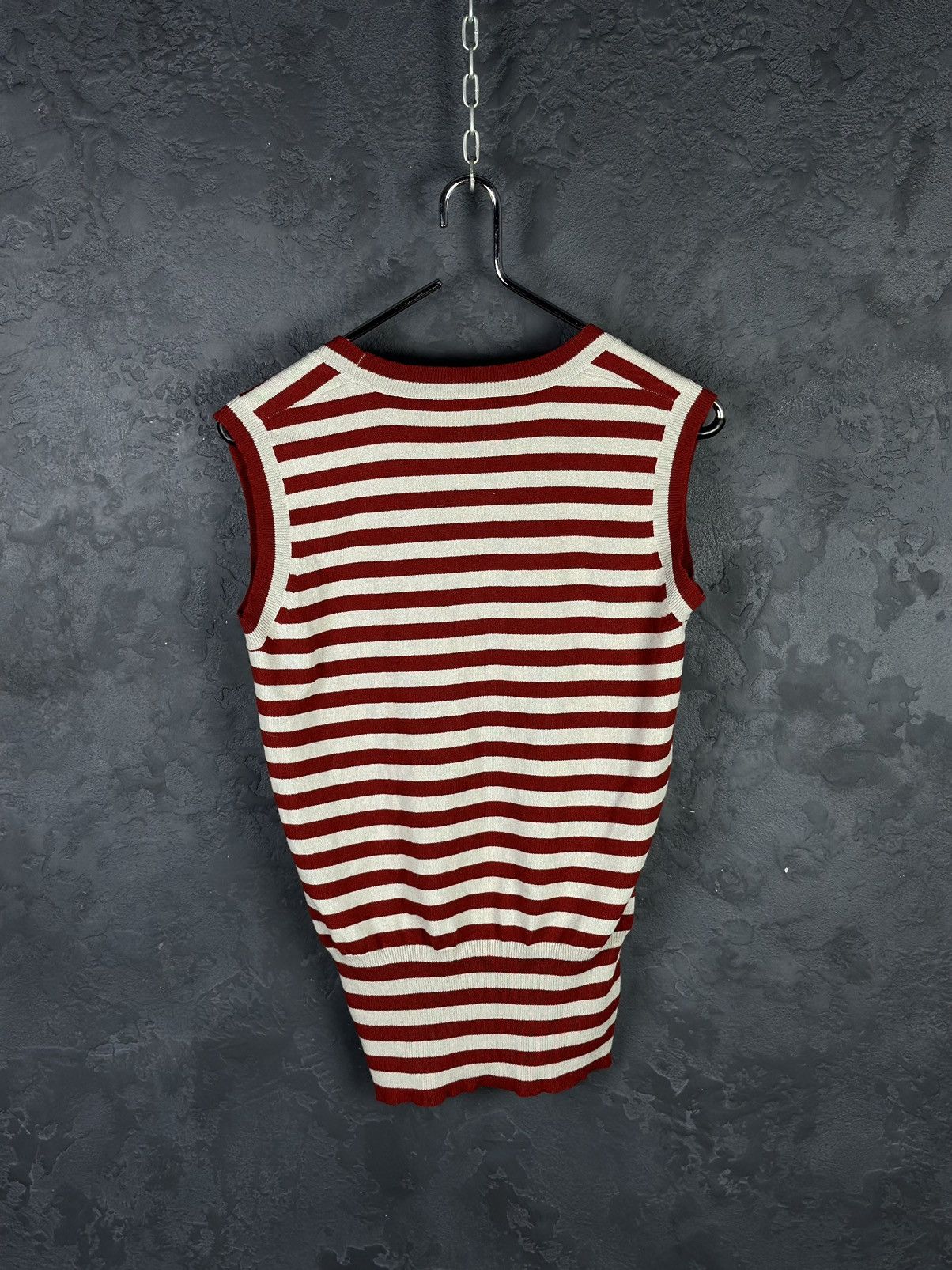Jil Sander Jil Sander Navy Striped Scoop Neck Luxury Size L / US 10 / IT 46 - 6 Thumbnail