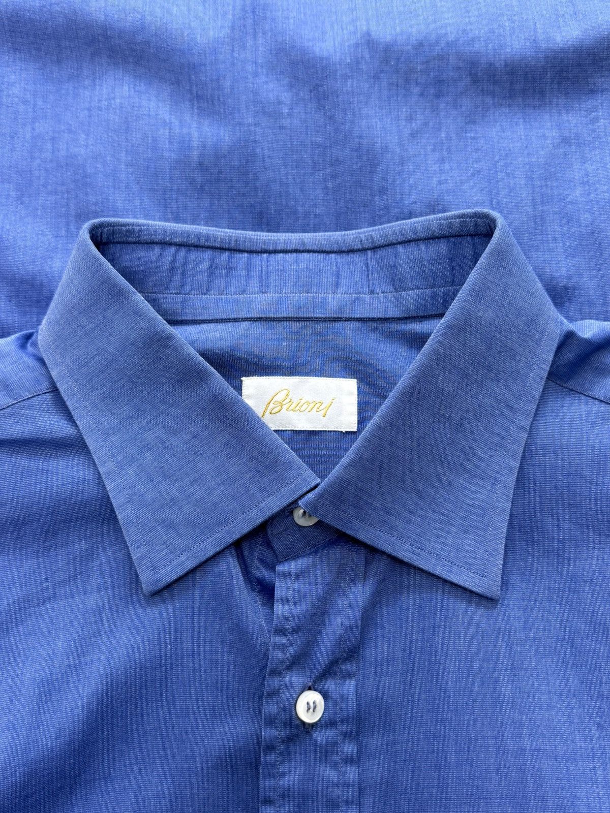 Brioni Brioni Blue Cotton Button Up Shirt Size US XL / EU 56 / 4 - 1 Thumbnail