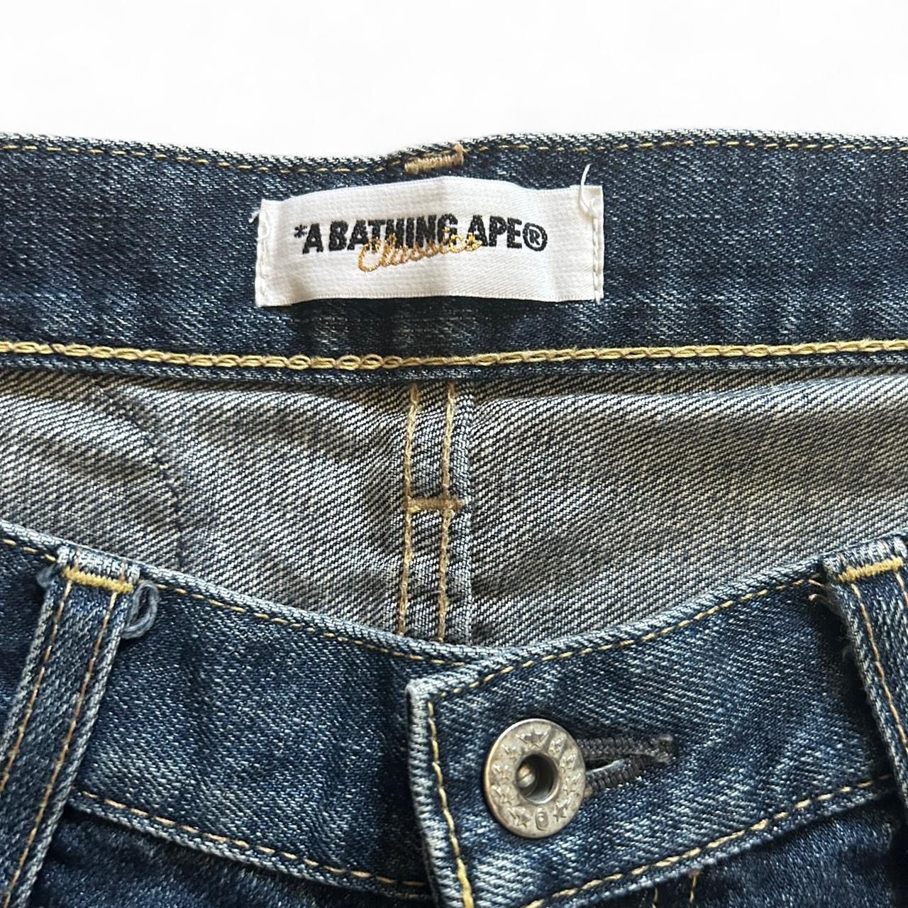 Bape × Vintage Bape Medium Wash Spellout Denim Shorts Size US 35 - 4 Thumbnail