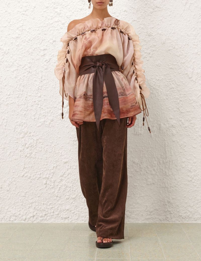 Zimmermann oc11z0226 Illuminate Cord Wide Leg Pants In Brown Size 30" / US 8 / IT 44 - 2 Thumbnail