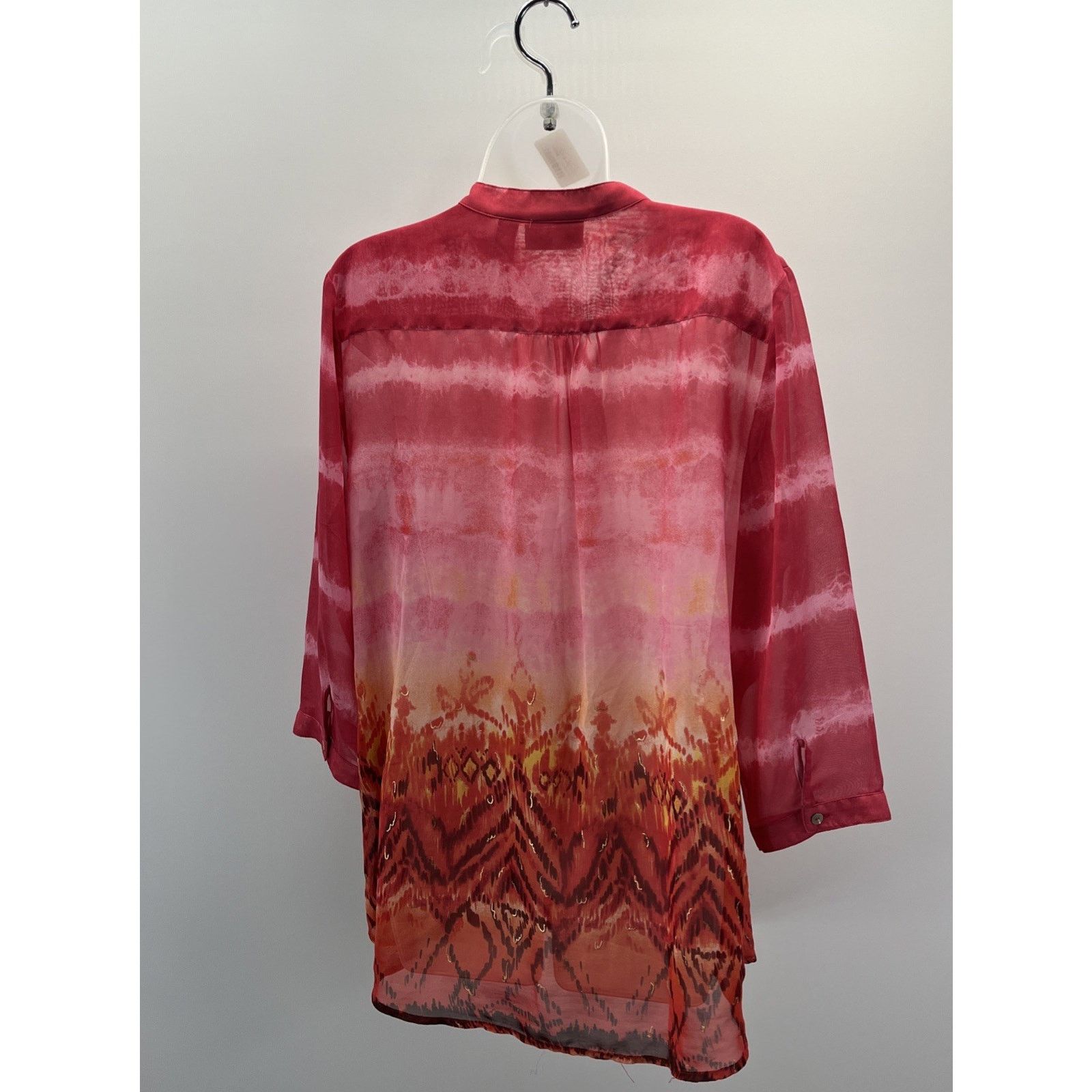 Chicos Chico's Top 2 Women's S Pink Orange Red Sheer Blouse Size XS / US 0-2 / IT 36-38 - 4 Thumbnail
