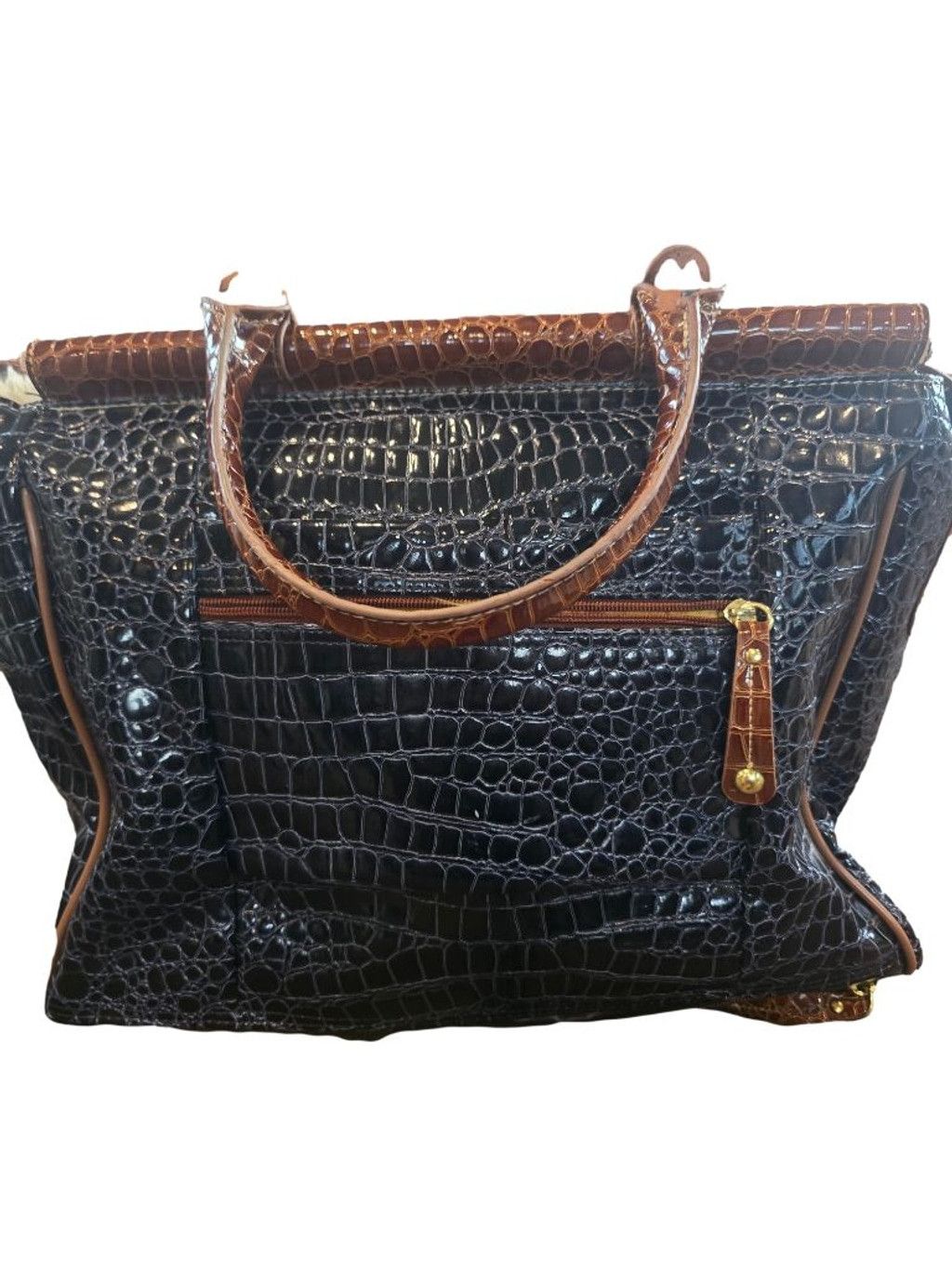 Other Samantha Brown Navy& Brown Croc-Embossed Dowel Bag Size ONE SIZE - 3 Thumbnail