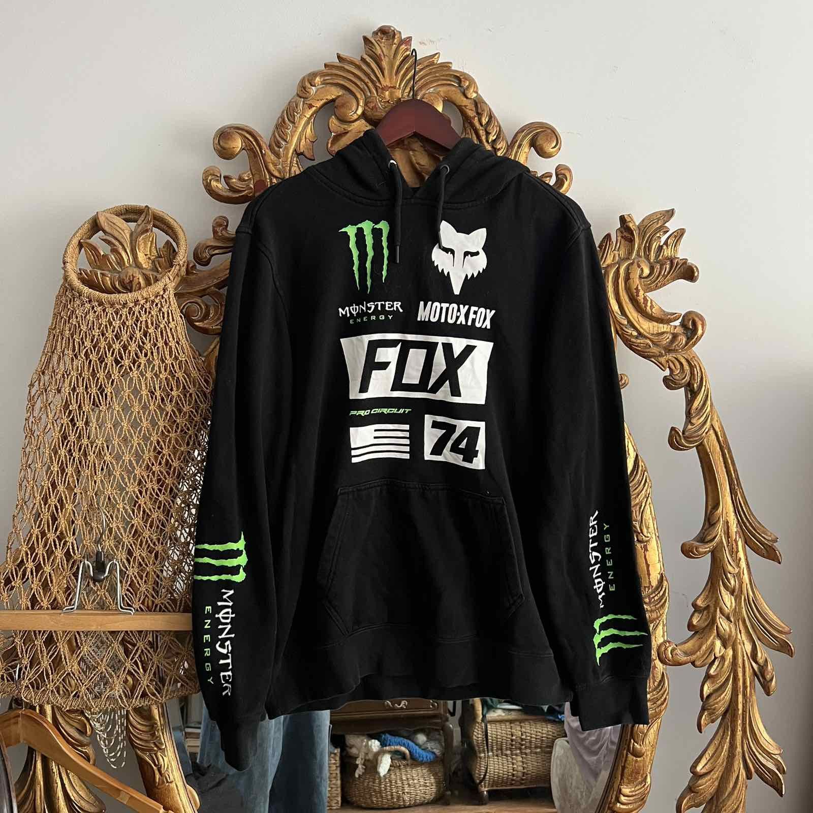 Fox Racing Vintage Y2K Fox Racing Monster Energy Zip Up Hoodie Sz M Size US M / EU 48-50 / 2 - 1 Thumbnail