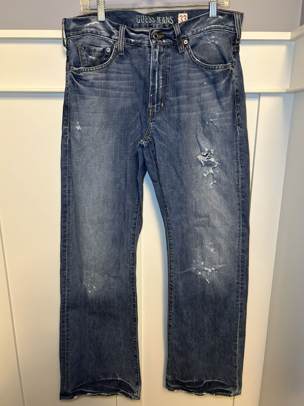 Guess Vintage Guess Jeans USA distressed bootcut jeans Size US 33 - 1 Thumbnail