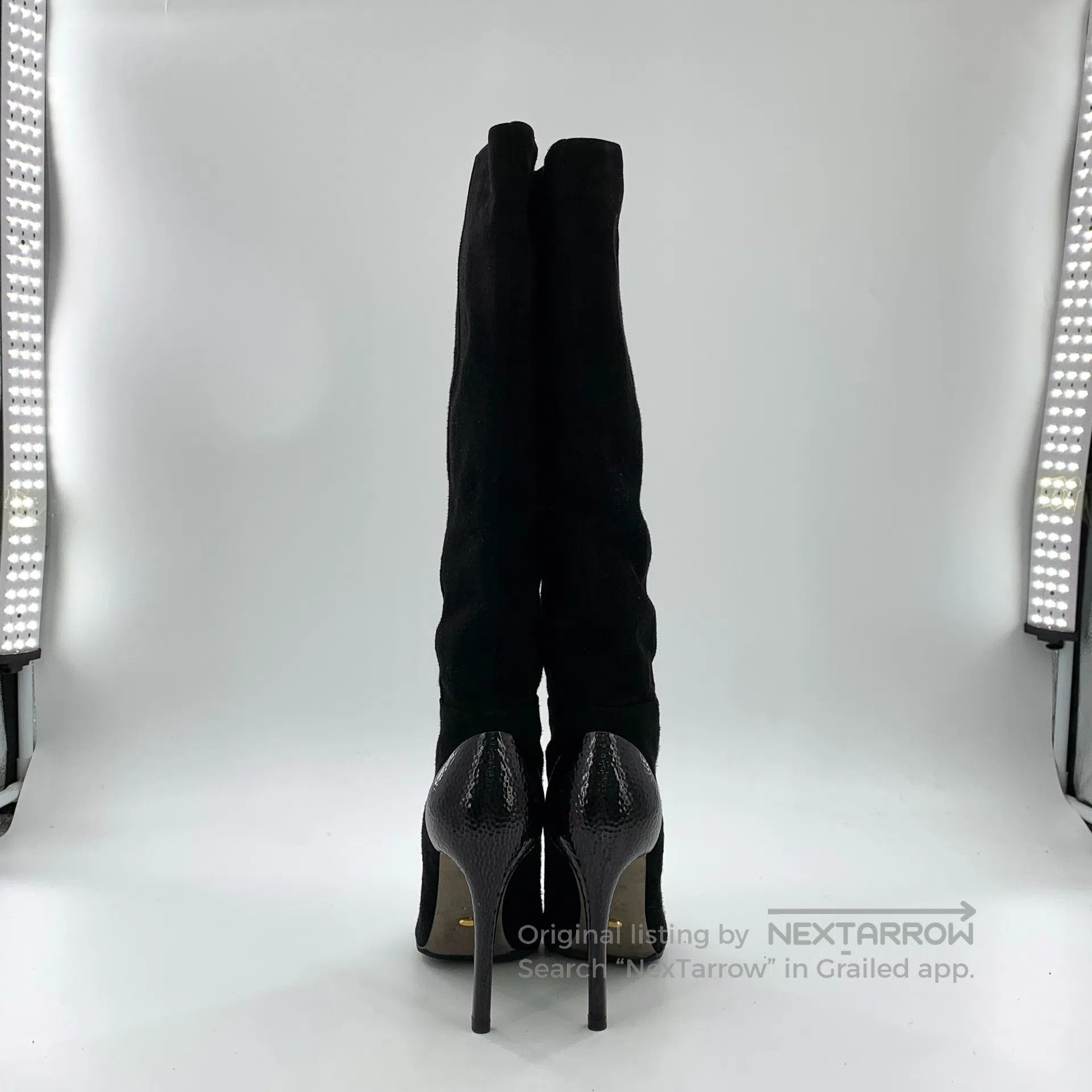Sergio Rossi Sergio Rossi Black round toe suede fine heel high boots| Size US 6 / IT 36 - 4 Thumbnail