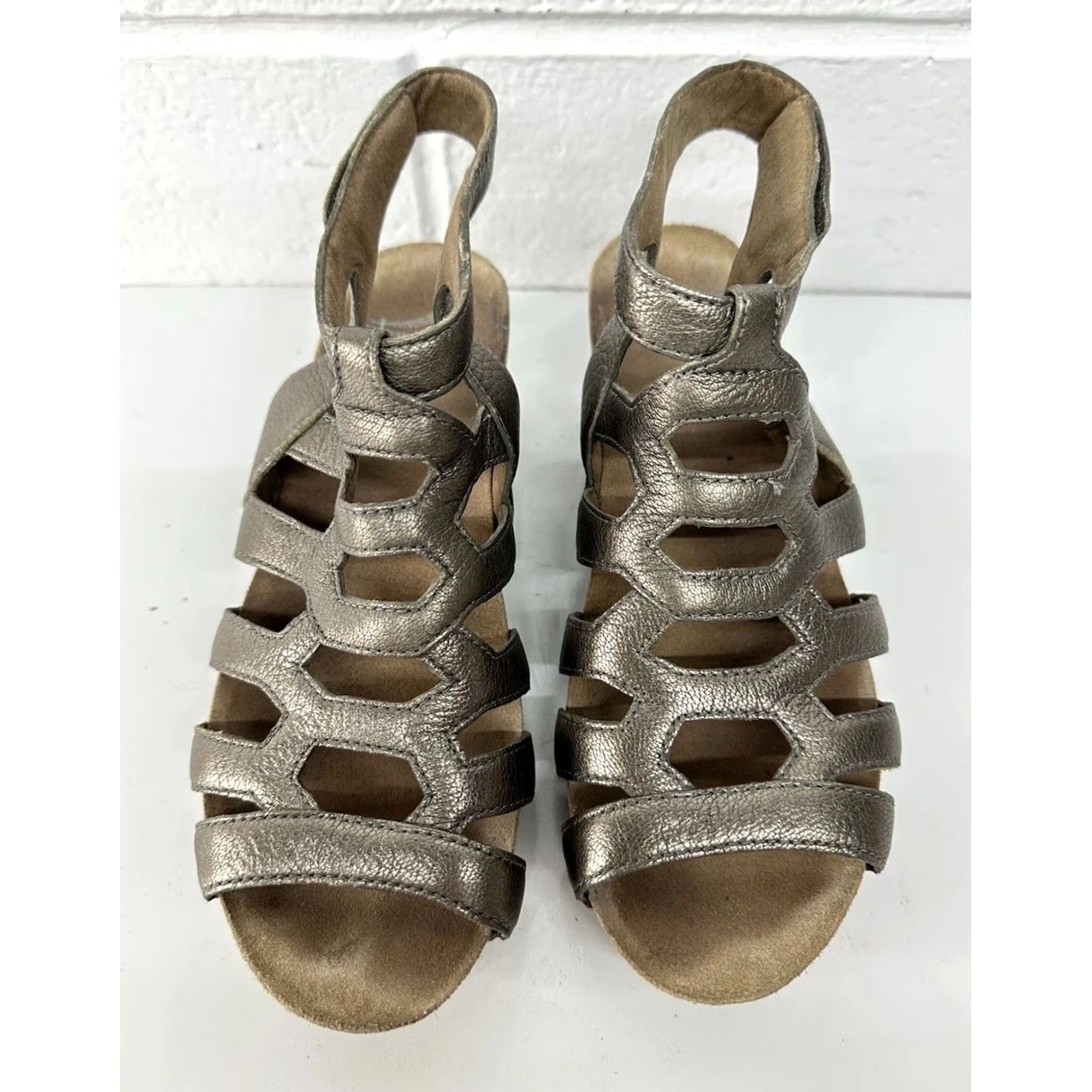Dansko Dansko Selina Gladiator Wedge Sandal Metallic Pewter Napa Leather 38 US 7 Womens Size US 7 / IT 37 - 4 Thumbnail