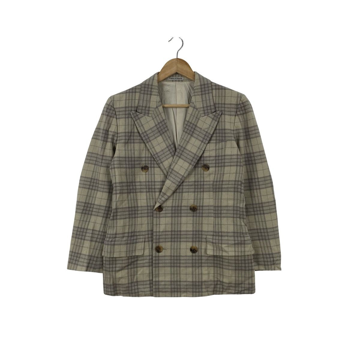 Tokio Kumagai Vintage TOKKO KUMAGAI Plaid Double Breasted Blend Blazer Size S / US 4 / IT 40 - 1 Thumbnail