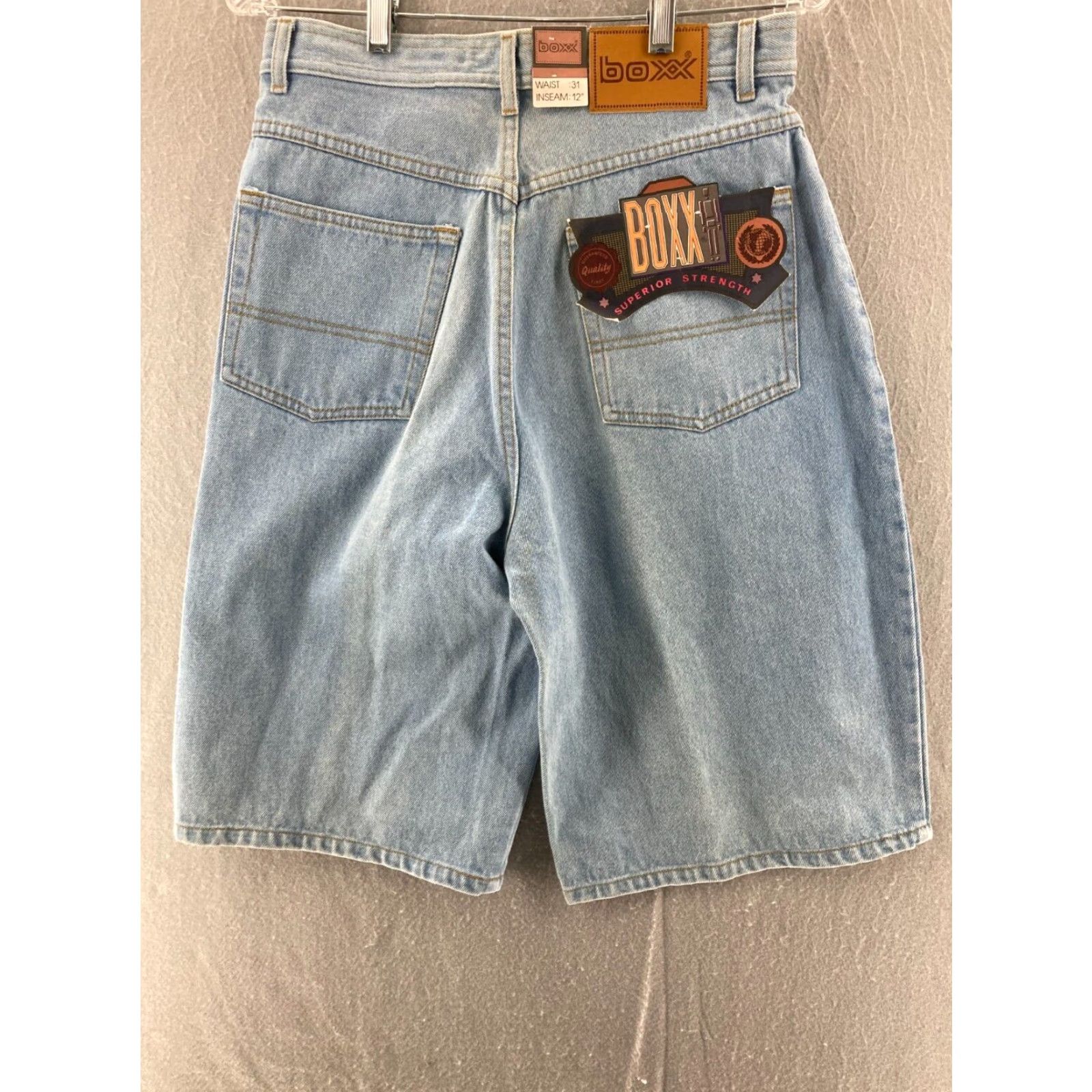 Vintage Boxx Denim Shorts Mens 31 Blue Baggy Hip Hop 90s Chino Relaxed Fit Size US 31 - 7 Thumbnail