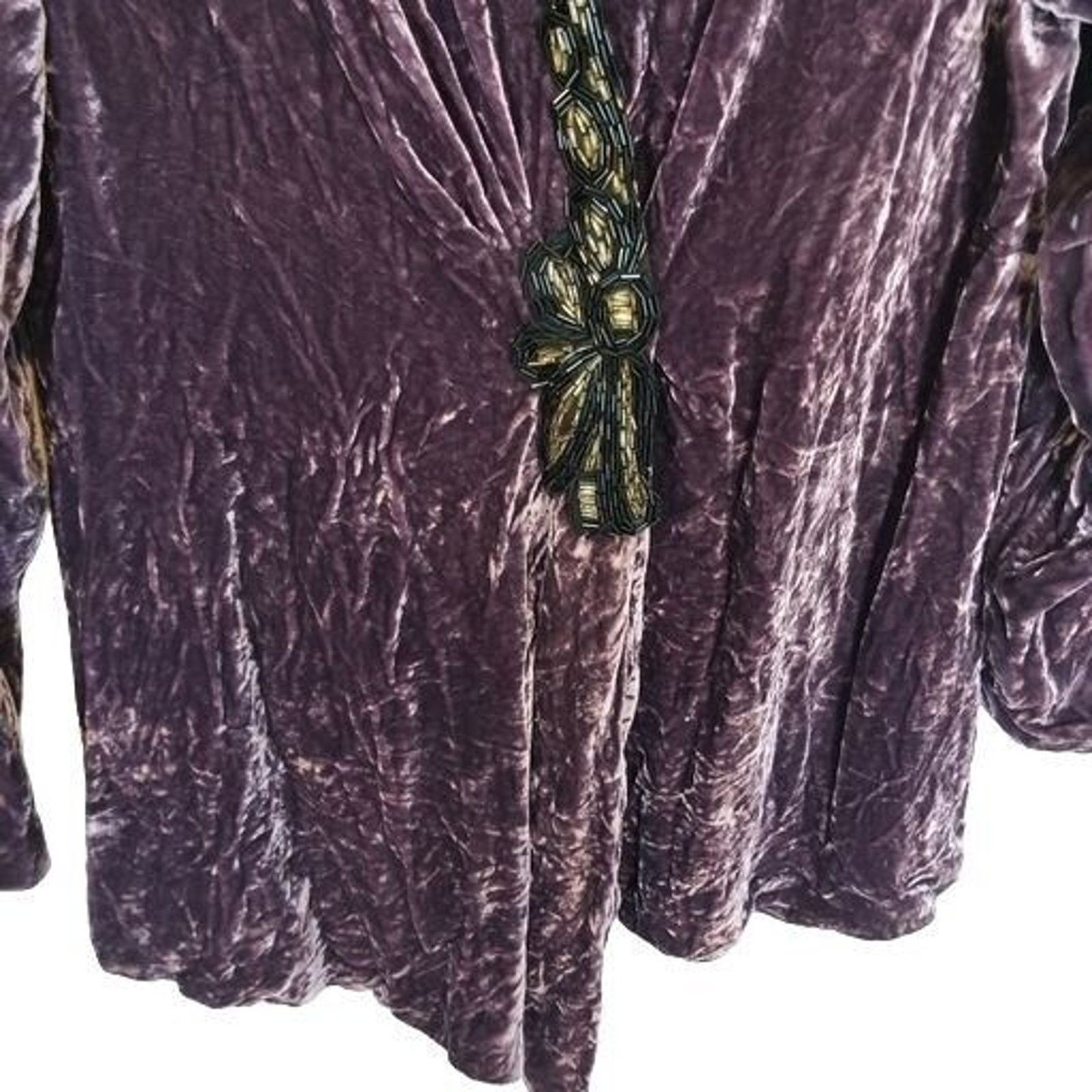 Soft Surroundings Soft Surroundings Velvet Beaded Top Whimsigoth Witchy Vamp Size M / US 6-8 / IT 42-44 - 3 Thumbnail
