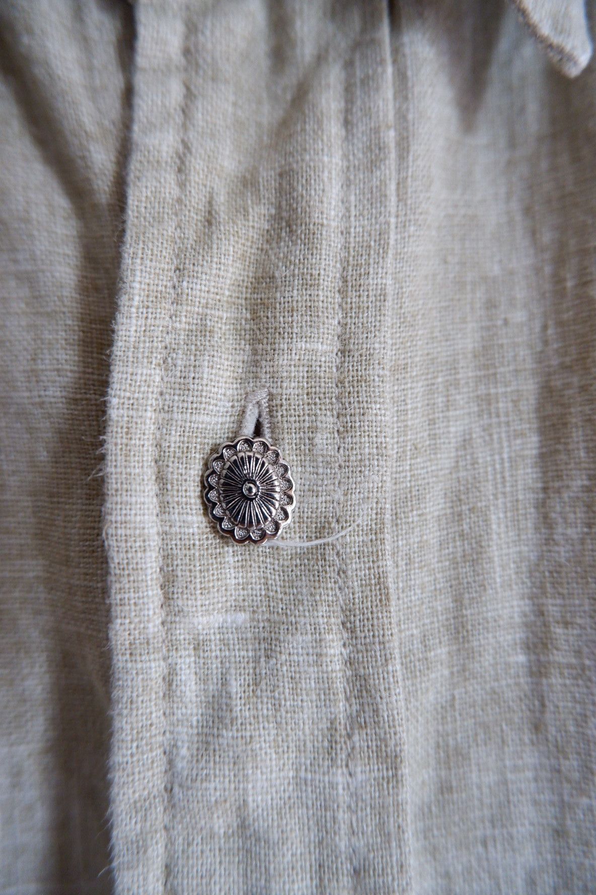 Japanese Brand Vintage GROBER Japan - Silver Button Linen shirts Size US M / EU 48-50 / 2 - 4 Thumbnail