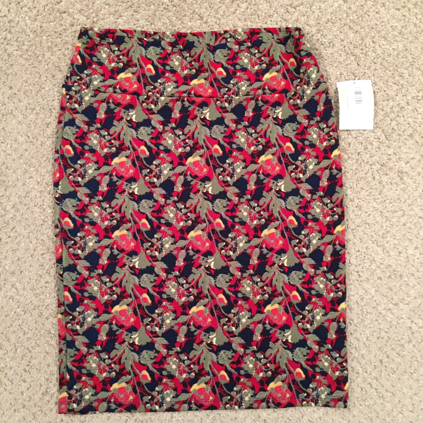 Vintage LuLaRoe Skirt Knee Length Floral Green XL Unlined Pull On Casual Women Size 40" / US 18 - 2 Thumbnail