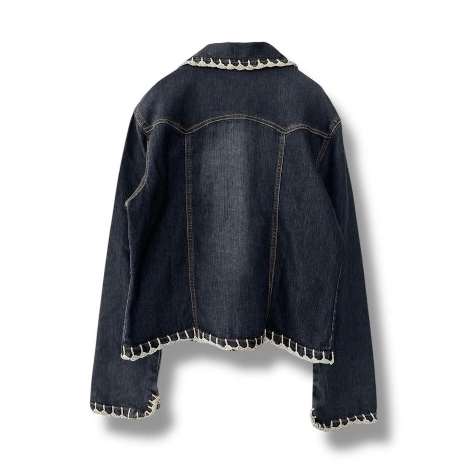 Other Vintage 2000s whimsy goth style crocheted denim jacket Size XS / US 0-2 / IT 36-38 - 2 Thumbnail