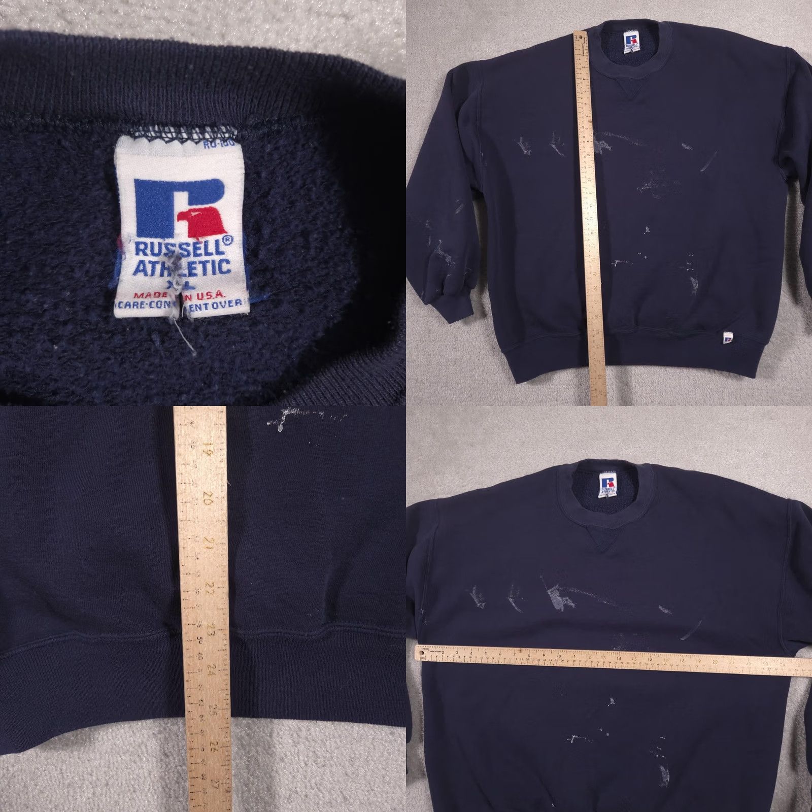 Russell Athletic VINTAGE Russell Athletic Sweatshirt Mens XL Navy Crewneck Paint Stains USA 90s Size US XL / EU 56 / 4 - 8 Thumbnail