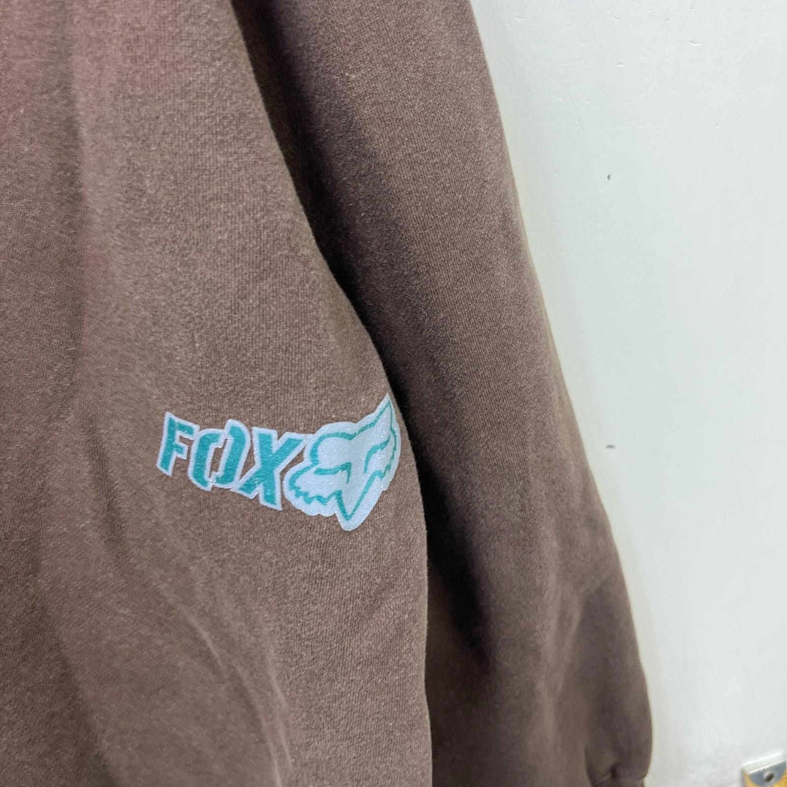 Fox Racing Vintage 90s Fox Racing Hoodie Brown XL Size US XL / EU 56 / 4 - 9 Thumbnail