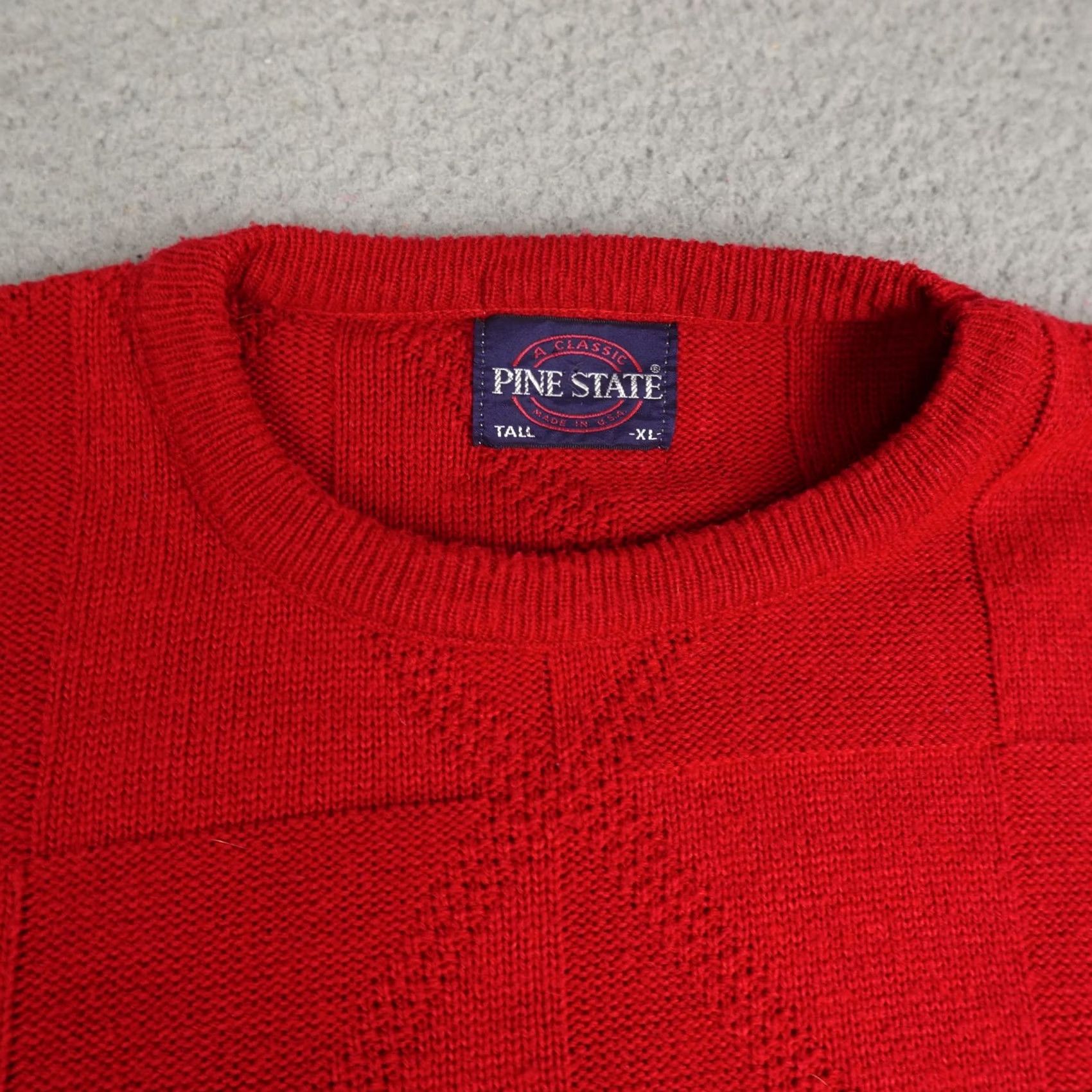Vintage VINTAGE Pine State Mens Sweater XL Red Geometric Knit Crewneck Made In USA 90s Size US XL / EU 56 / 4 - 5 Thumbnail
