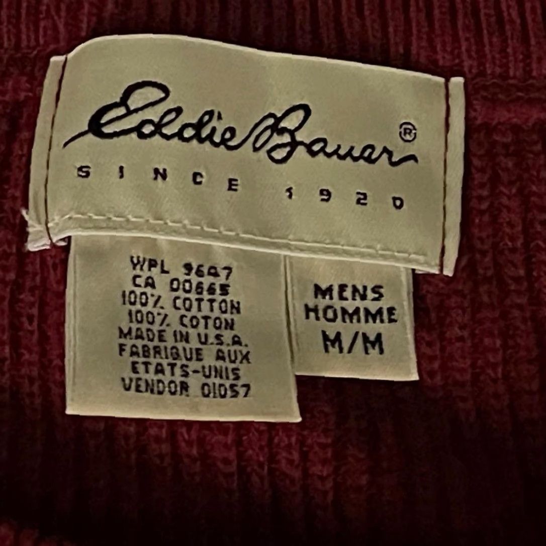 Eddie Bauer VINTAGE Eddie Bauer Mens Red Cotton Sweater USA Made 1980's Pullover Sweaterv? Size US M / EU 48-50 / 2 - 5 Thumbnail