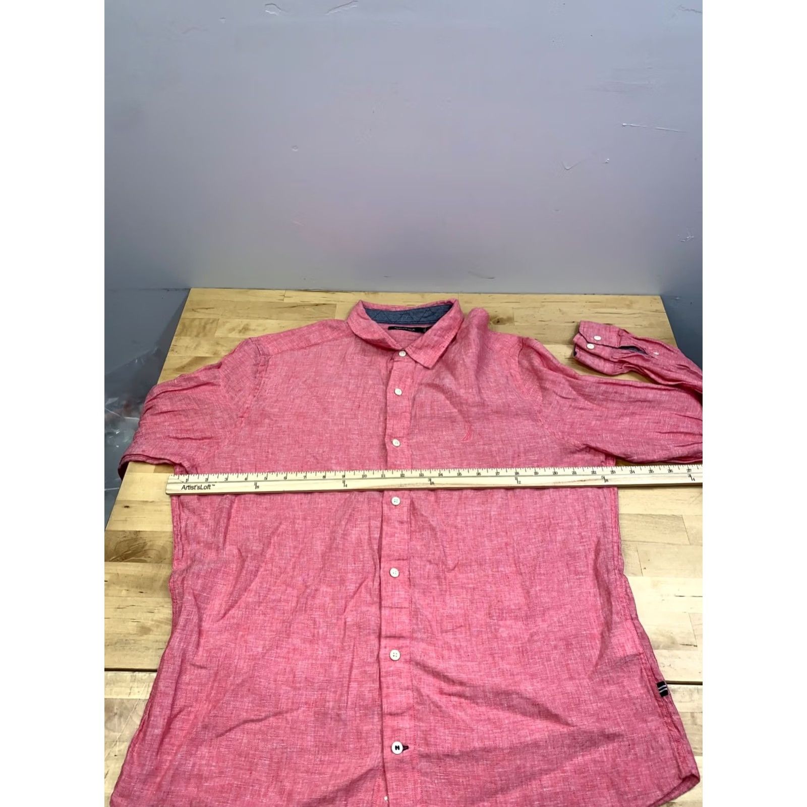 Nautica Nautica Button-Up Shirt Men L Linen Pink Coral Long Sleeve Casual 13328 Size US L / EU 52-54 / 3 - 4 Thumbnail