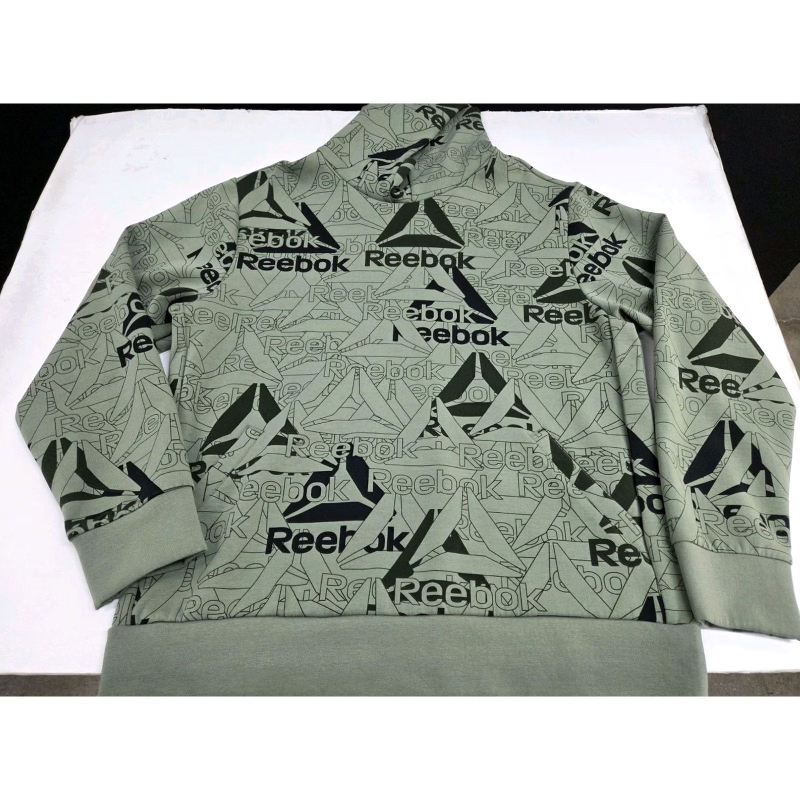 Reebok Reebok Mens Hoodie Long Sleeve Green/Black Pullover Kangaroo Pocket Logo Graphic Print Size L Size US L / EU 52-54 / 3 - 3 Thumbnail