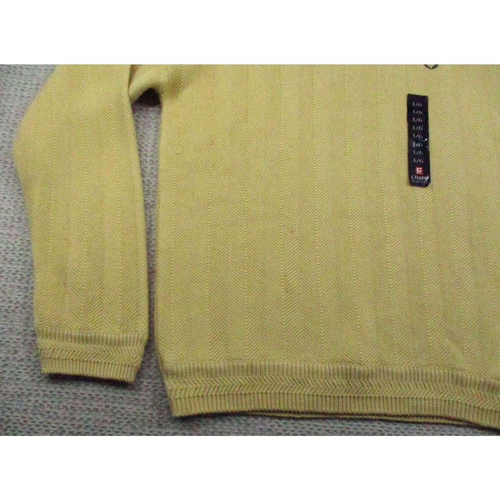 Chaps Chaps Ralph Lauren Sweater Mens Large Yellow Crewneck Herringbone Knit Pullover Size US L / EU 52-54 / 3 - 3 Thumbnail