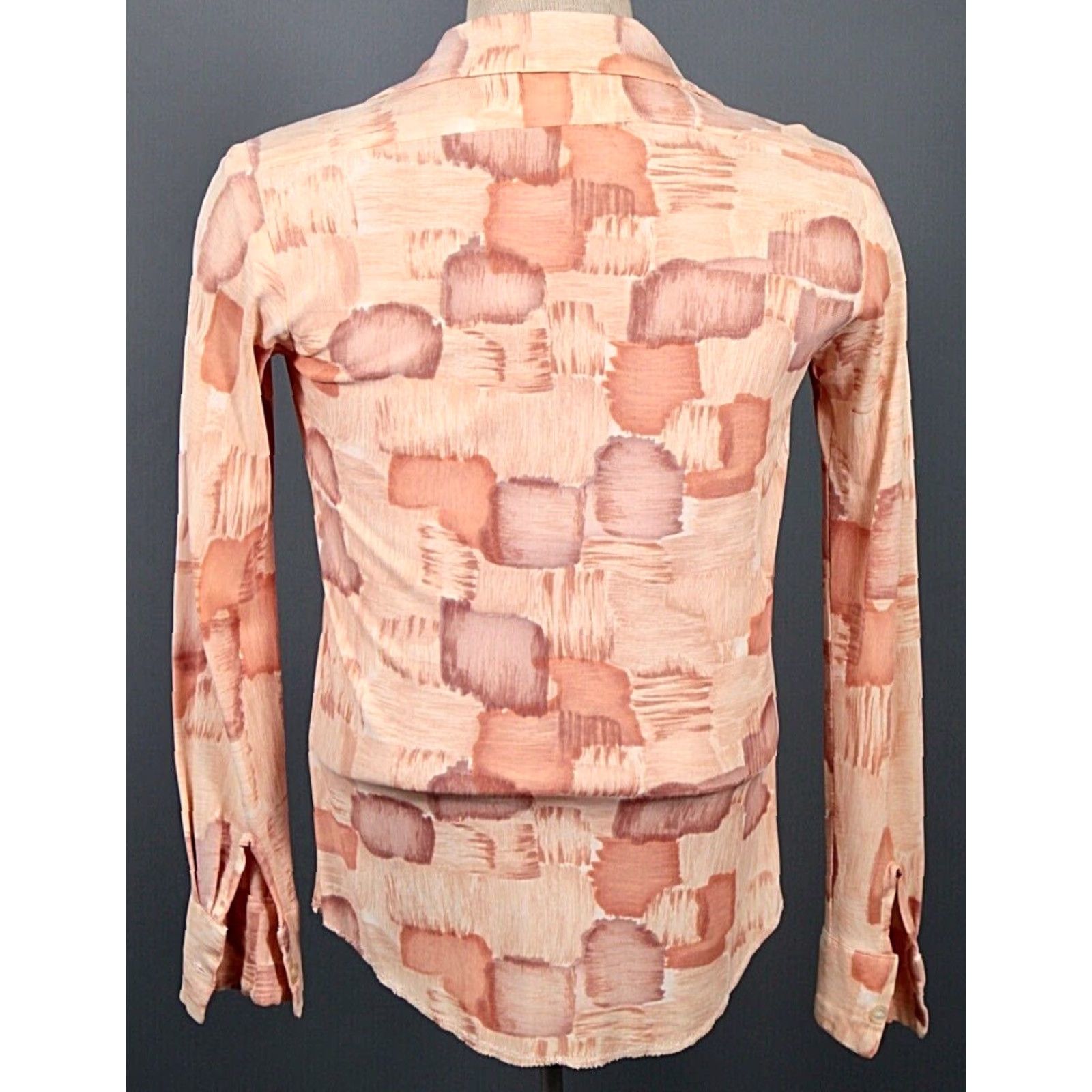 Vintage VTG Unbranded Shirt 70s 1970s Orange Peach Print Polyester Sz S Disco Mens Women? Size US S / EU 44-46 / 1 - 3 Thumbnail