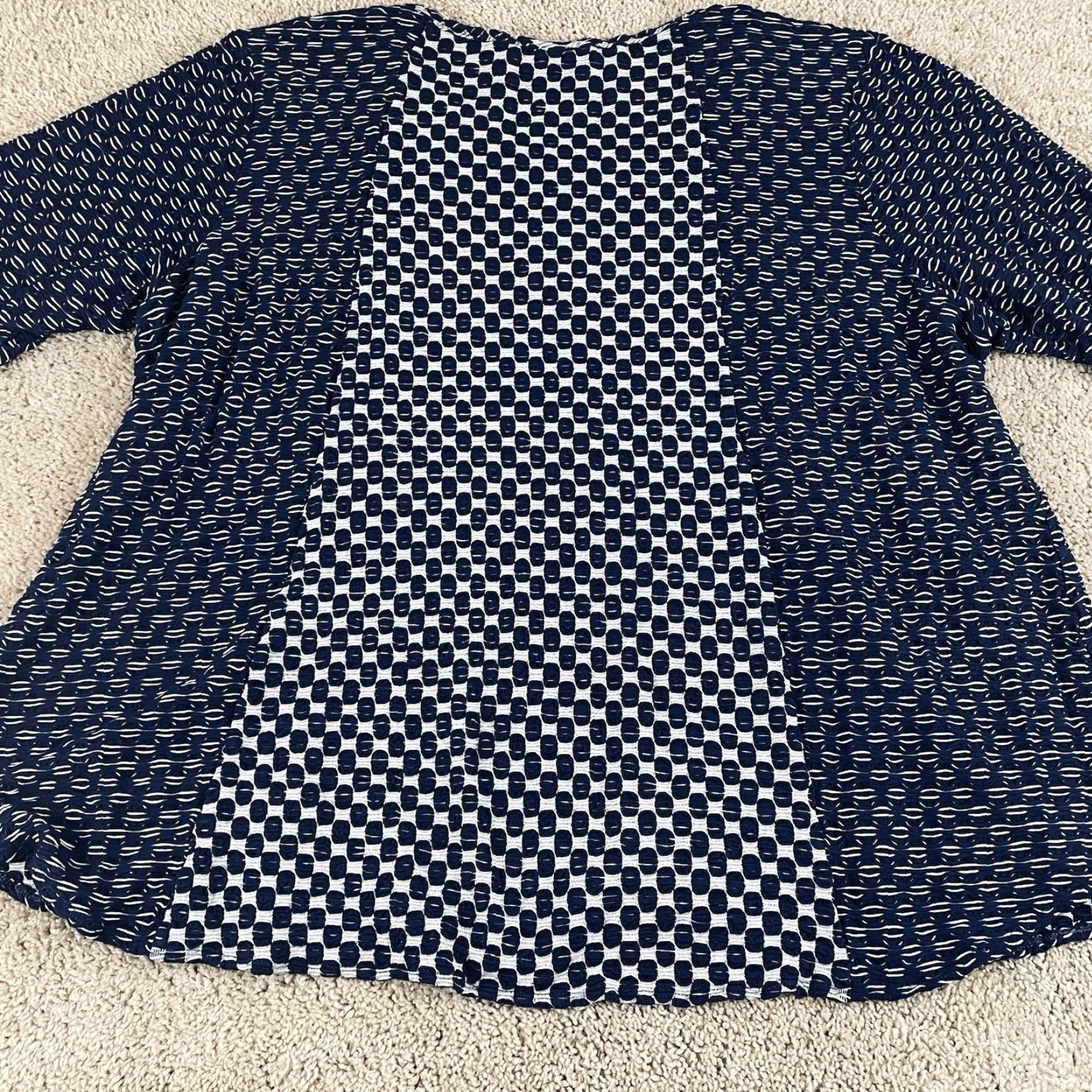 Vintage VINTAGE? No. Tianello Koi Top Womens Plus Size 3X Blue 3/4 Sleeves Texture Pattern Knit 120 Size XXL / US 16-18 / IT 52-54 - 2 Thumbnail