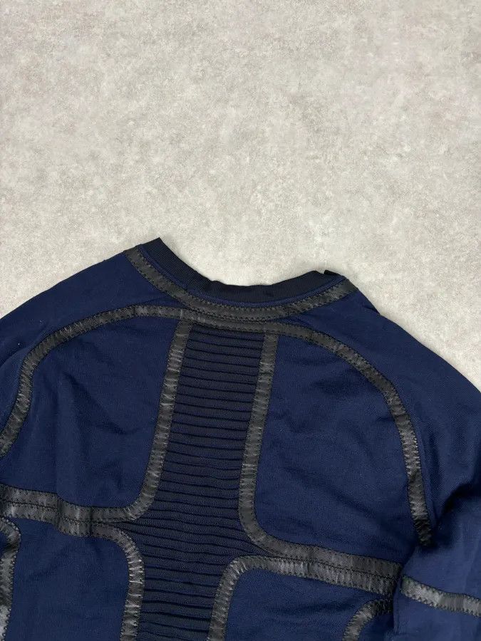 Versace Gianni Versace Navy Cotton Contrast Stitch Abstract Sweater Size US M / EU 48-50 / 2 - 6 Thumbnail