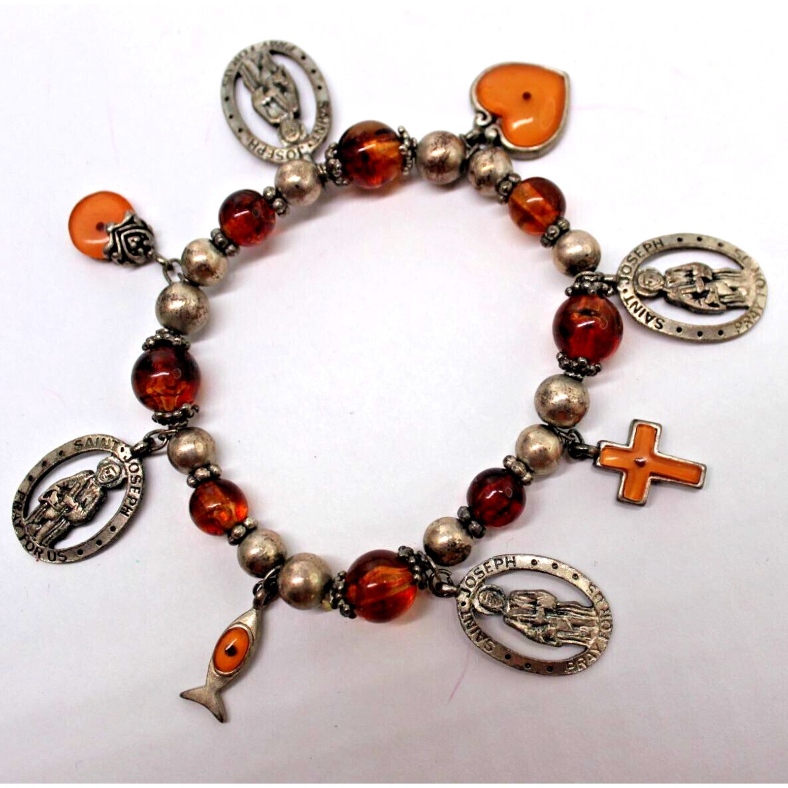 Other St. Joseph Charm Bracelet • Fish Heart Cross Medallion Size ONE SIZE - 1 Thumbnail