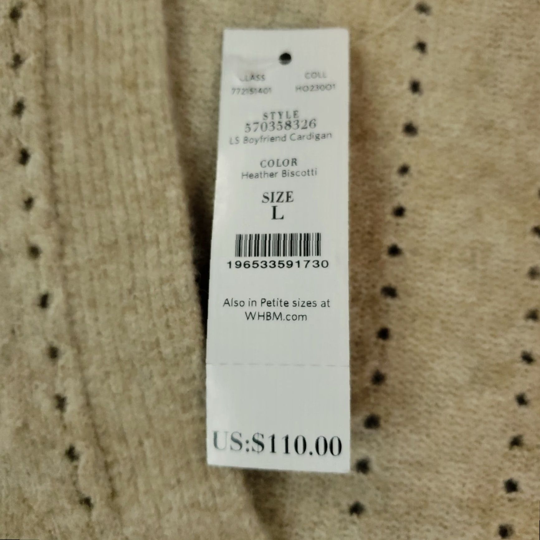 White House Black Market White House Black Market Sweater Womens Large Beige Cardigan Casual Size L / US 10 / IT 46 - 6 Thumbnail