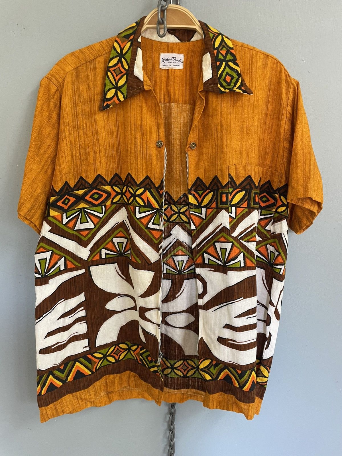 Vintage Vintage 60s Richard Douglas zip up Hawaiian shirt Size US M / EU 48-50 / 2 - 4 Thumbnail