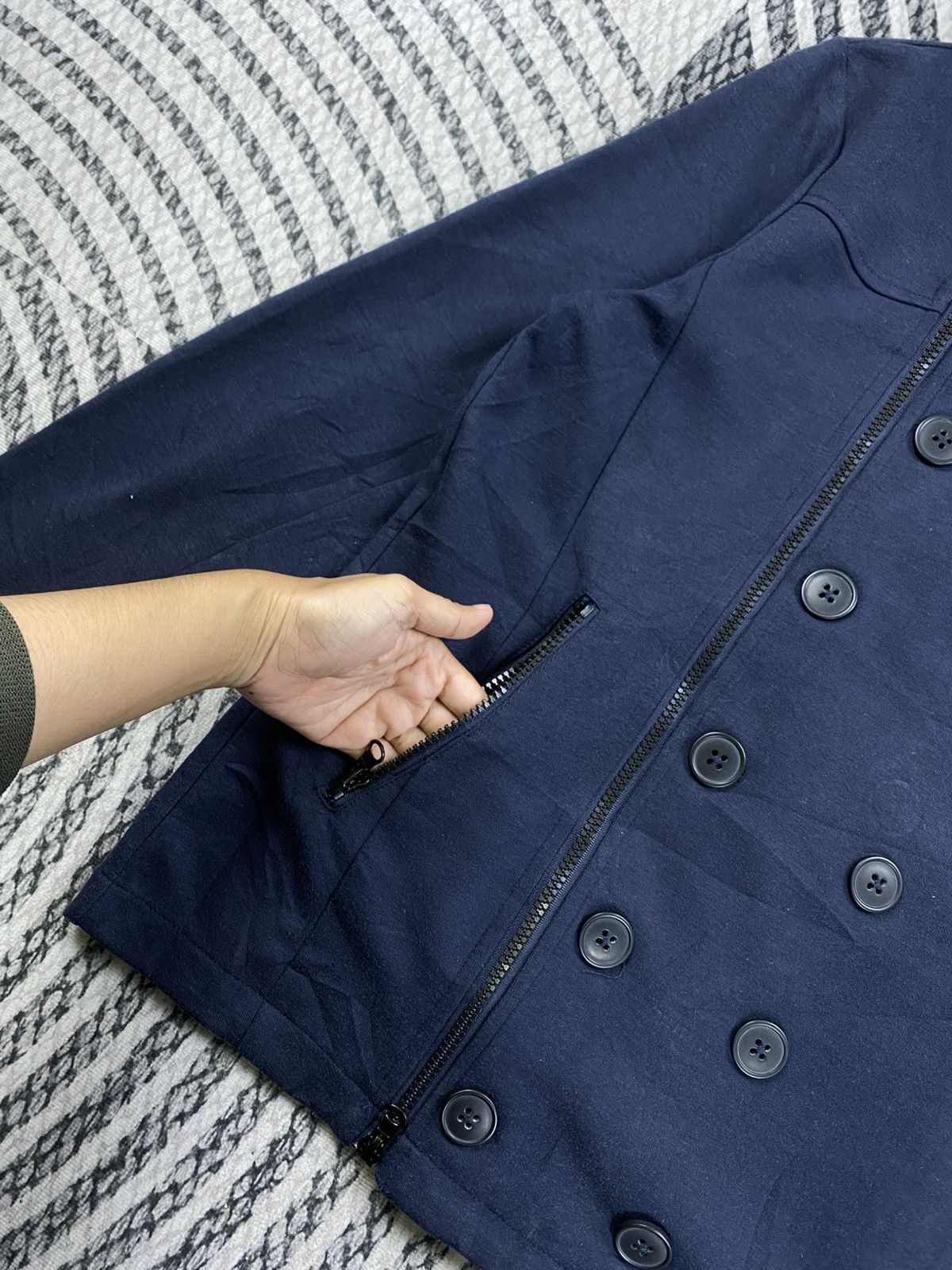 semanticdesign Vtg Semantic Design Navy Blue Hooded Peacoat Jacket Size US S / EU 44-46 / 1 - 5 Thumbnail