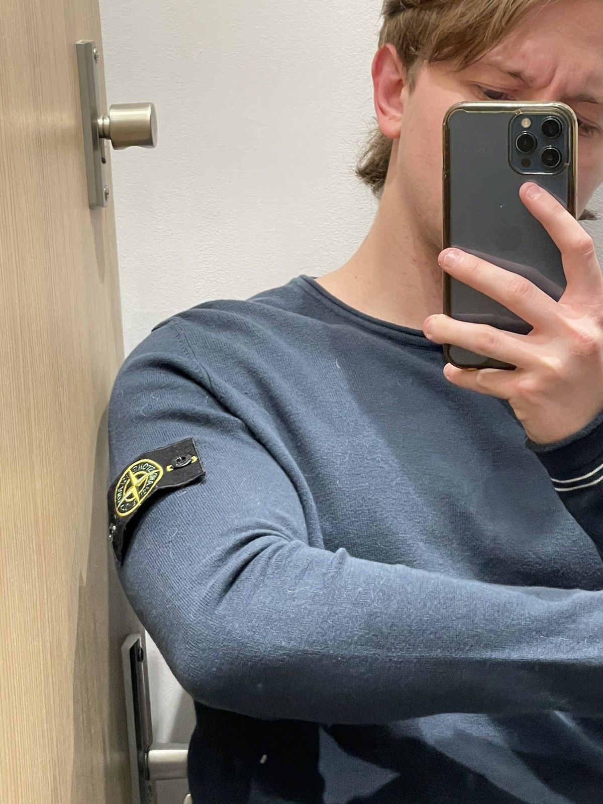 Stone Island Stone Island Navy Grey Striped White Sleeve Thin Sweater Size US M / EU 48-50 / 2 - 6 Thumbnail