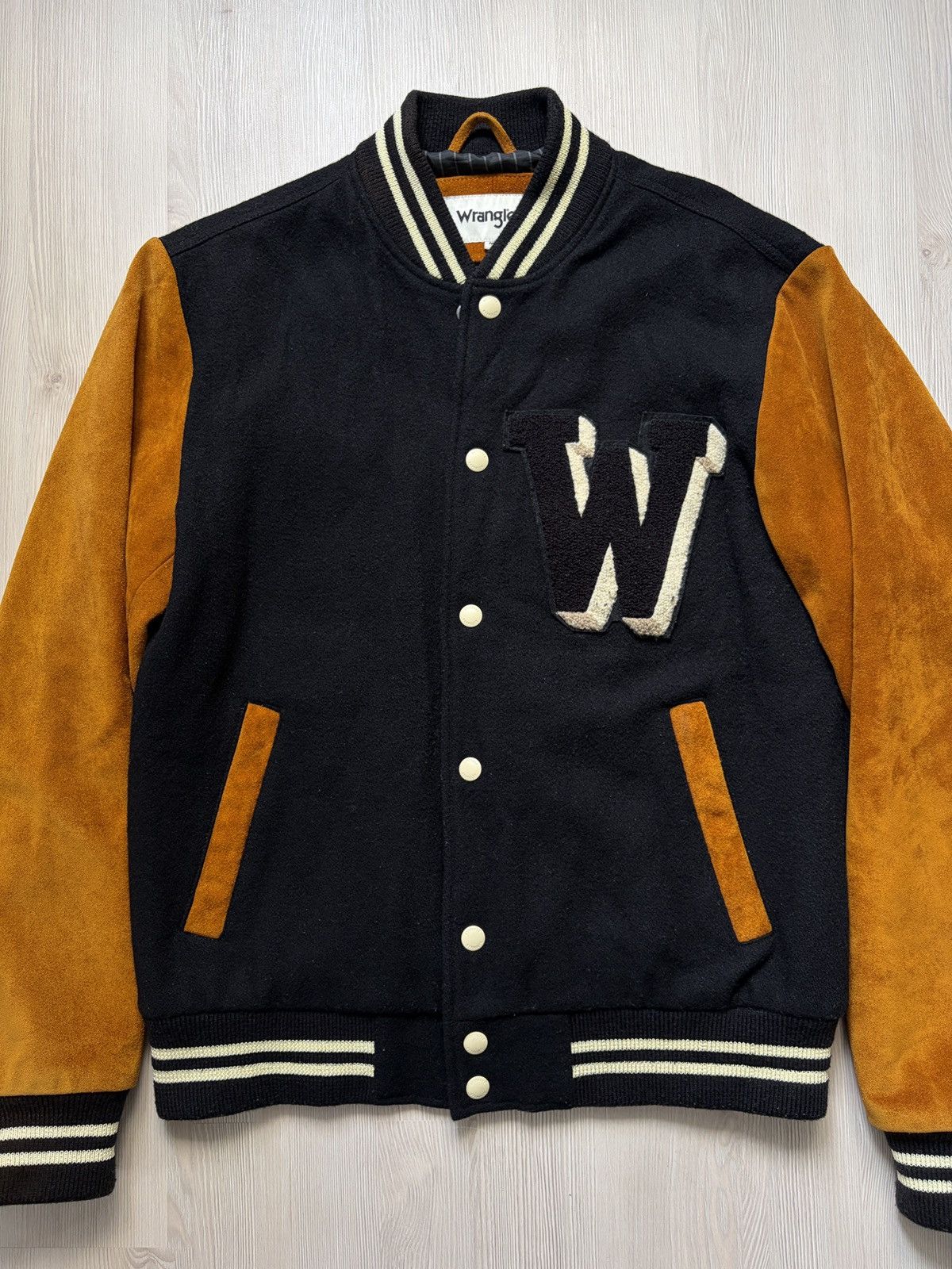 Wrangler Wrangler Varsity College Bomber Jacket Suede Sleeves Size US M / EU 48-50 / 2 - 2 Thumbnail