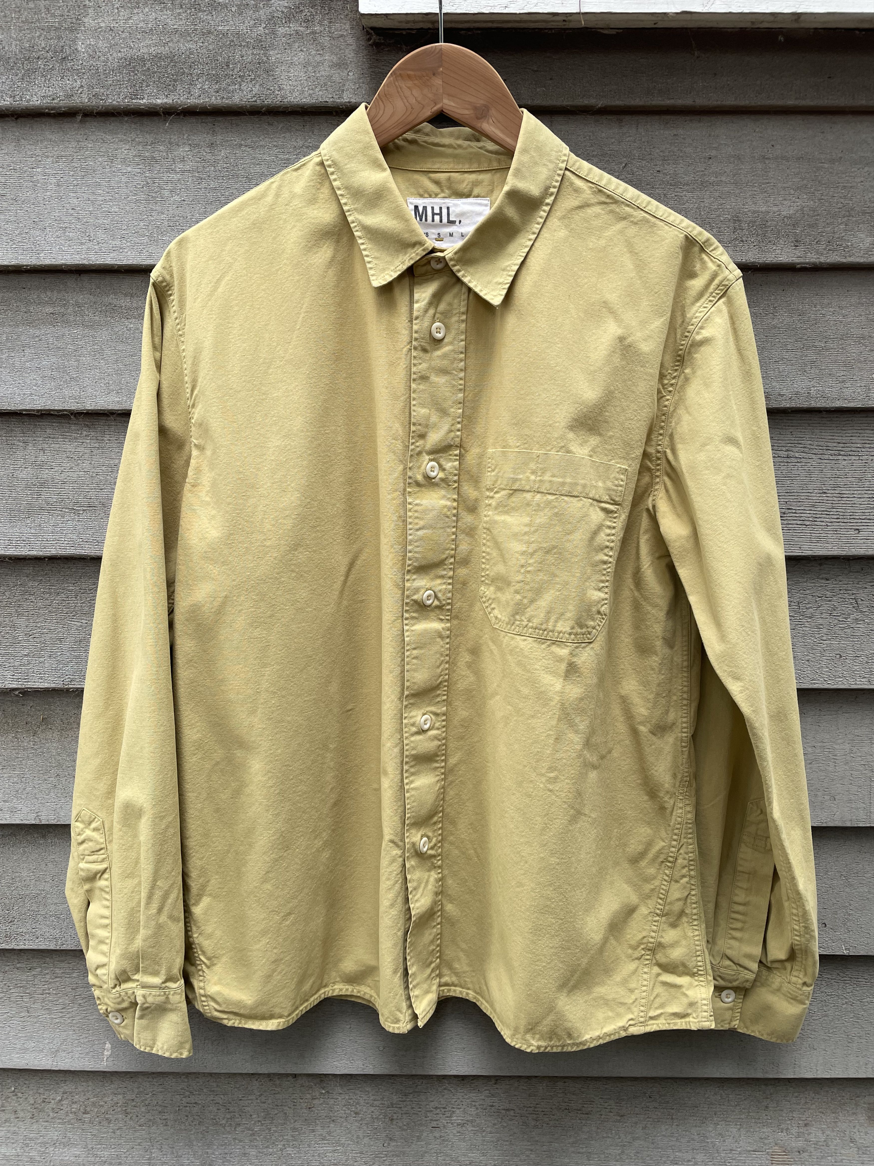 Margaret Howell MHL Chartreuse Green Cotton Canvas Shirt Size US S / EU 44-46 / 1 - 1 Thumbnail
